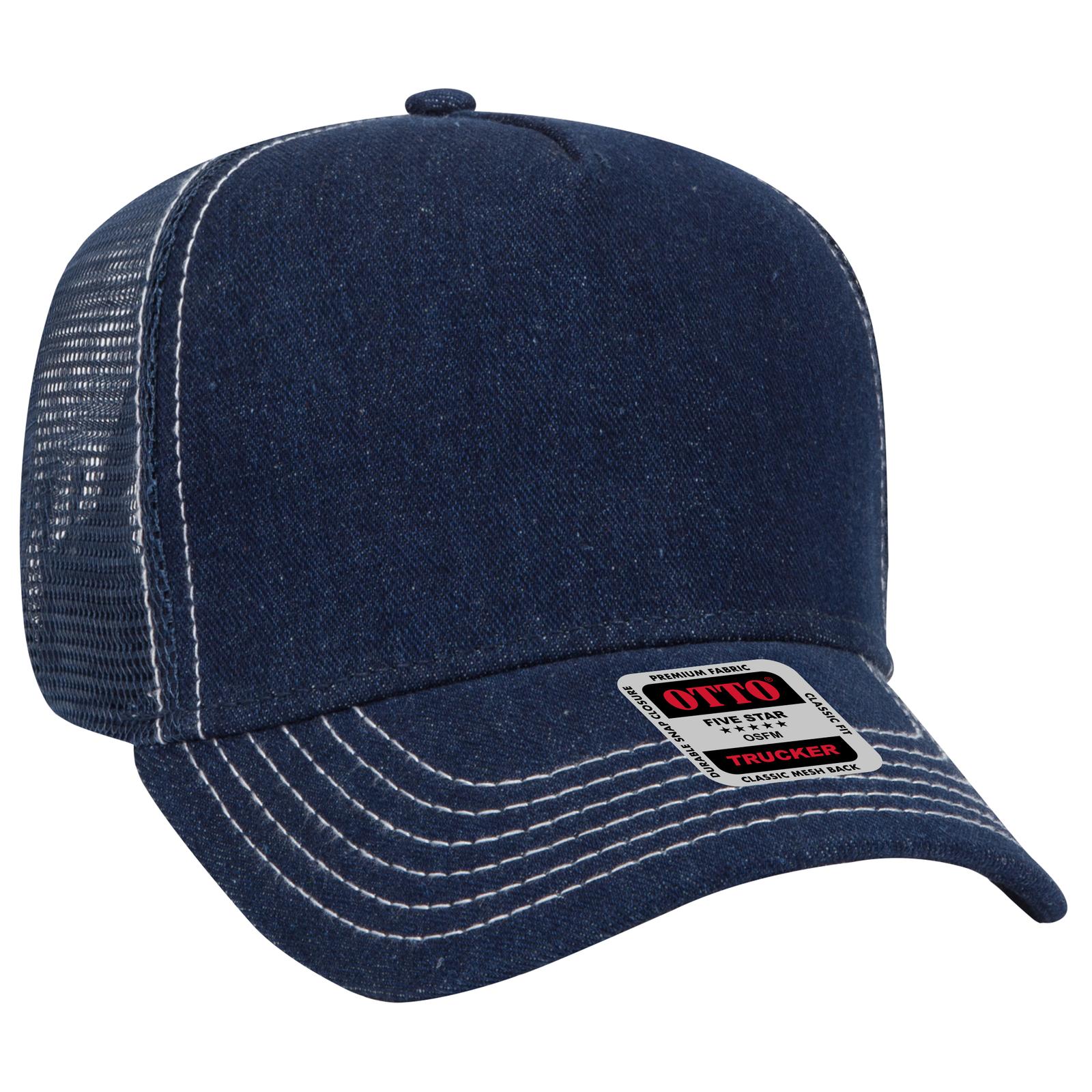 Custom Embroidered - OTTO CAP 5 Panel Mid Profile Mesh Back Trucker Hat