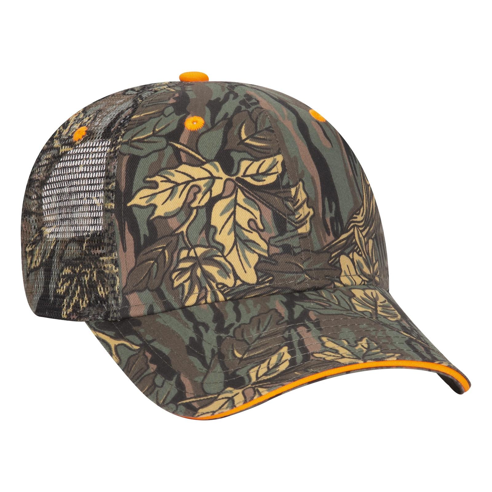 Custom Embroidered or DTF Printed - OTTO CAP® Camouflage 6 Panel Low Profile Mesh Back Trucker Hat
