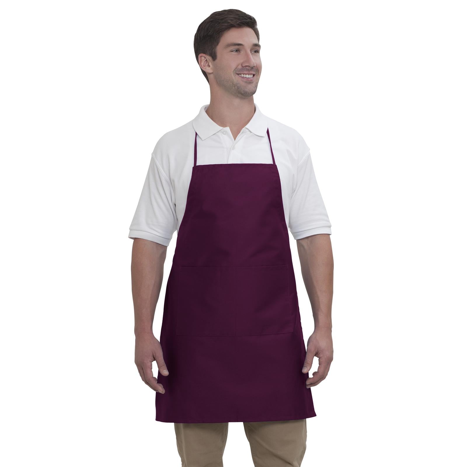 Custom Embroidered or DTF Printed - OTTO 2 Pocket Full Length Adjustable Bib Apron