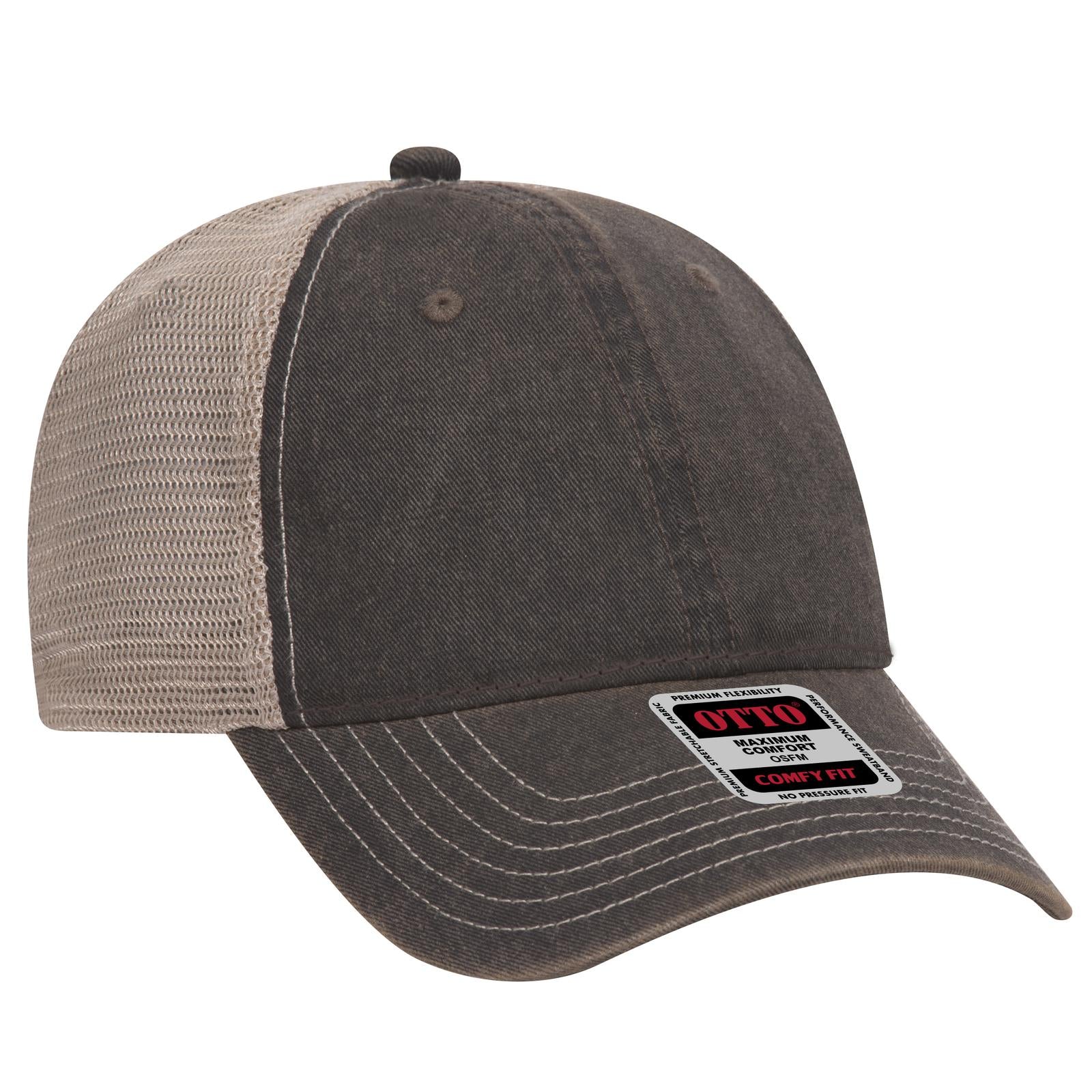 Custom Embroidered or DTF Printed - OTTO CAP® 6 Panel Low Profile Mesh Back Trucker Dad Hat