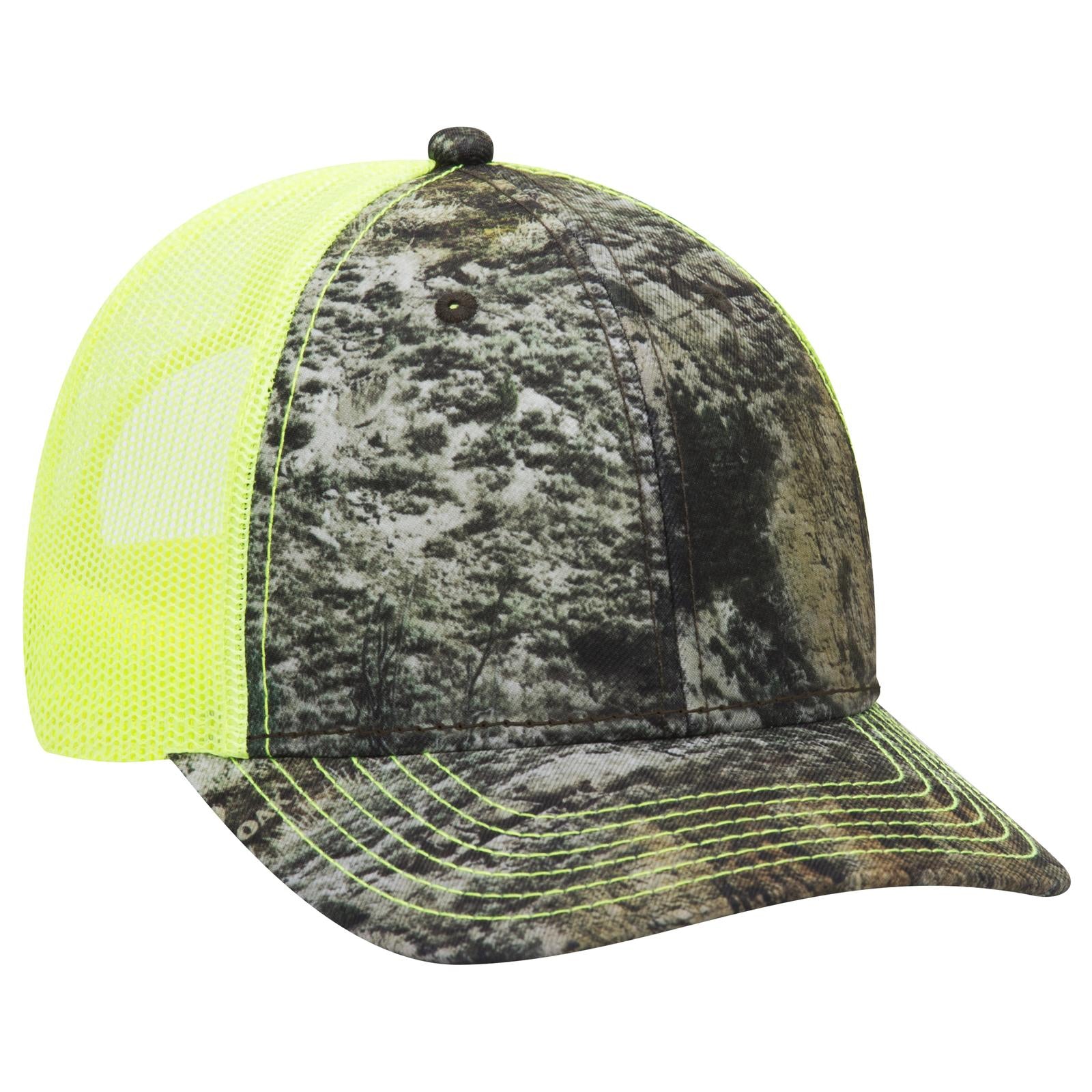 Custom Embroidered or DTF Printed - OTTO CAP® Mossy Oak Camouflage 6 Panel Low Profile Mesh Back Trucker Hat