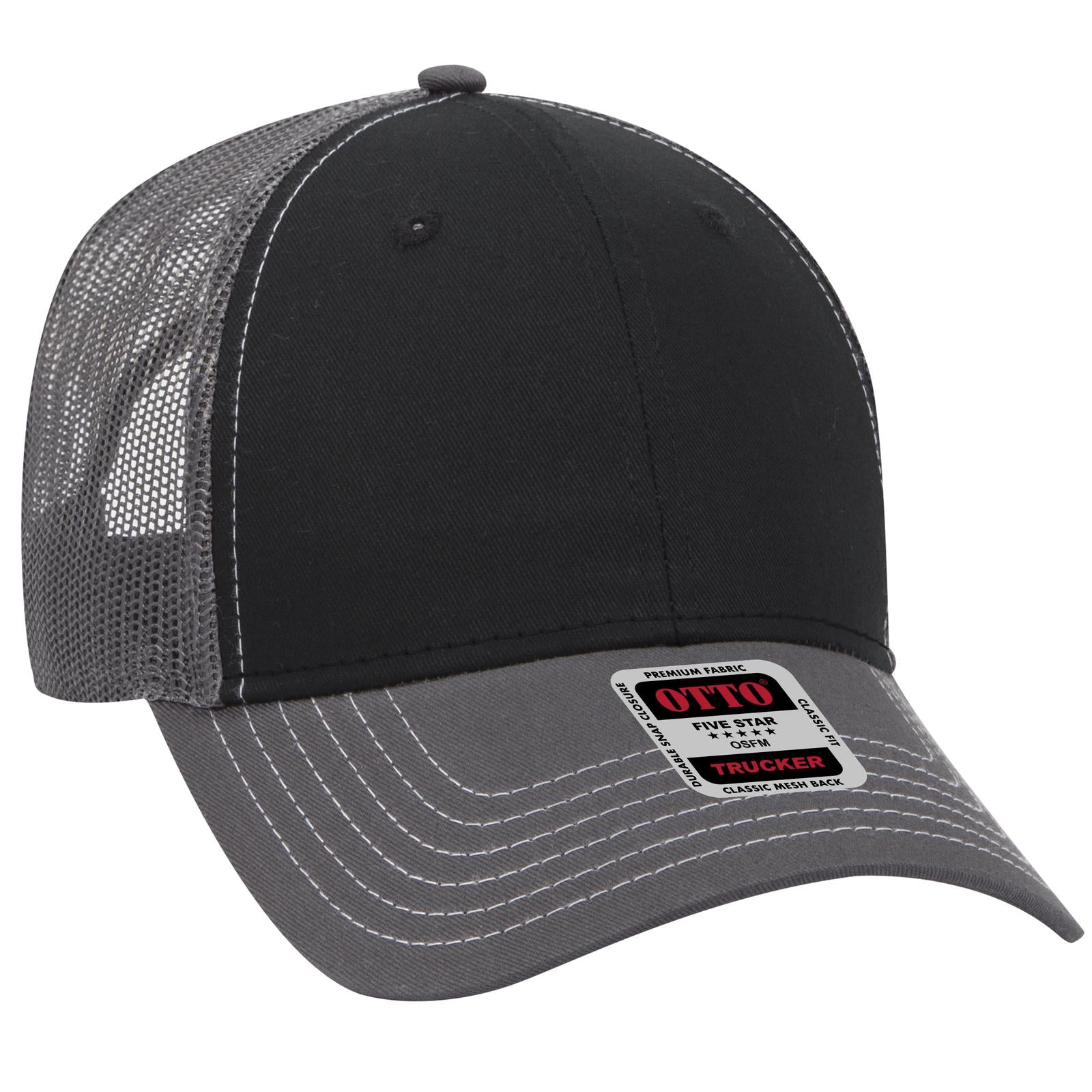 Custom Embroidered - OTTO CAP 6 Panel Low Profile Mesh Back Trucker Hat