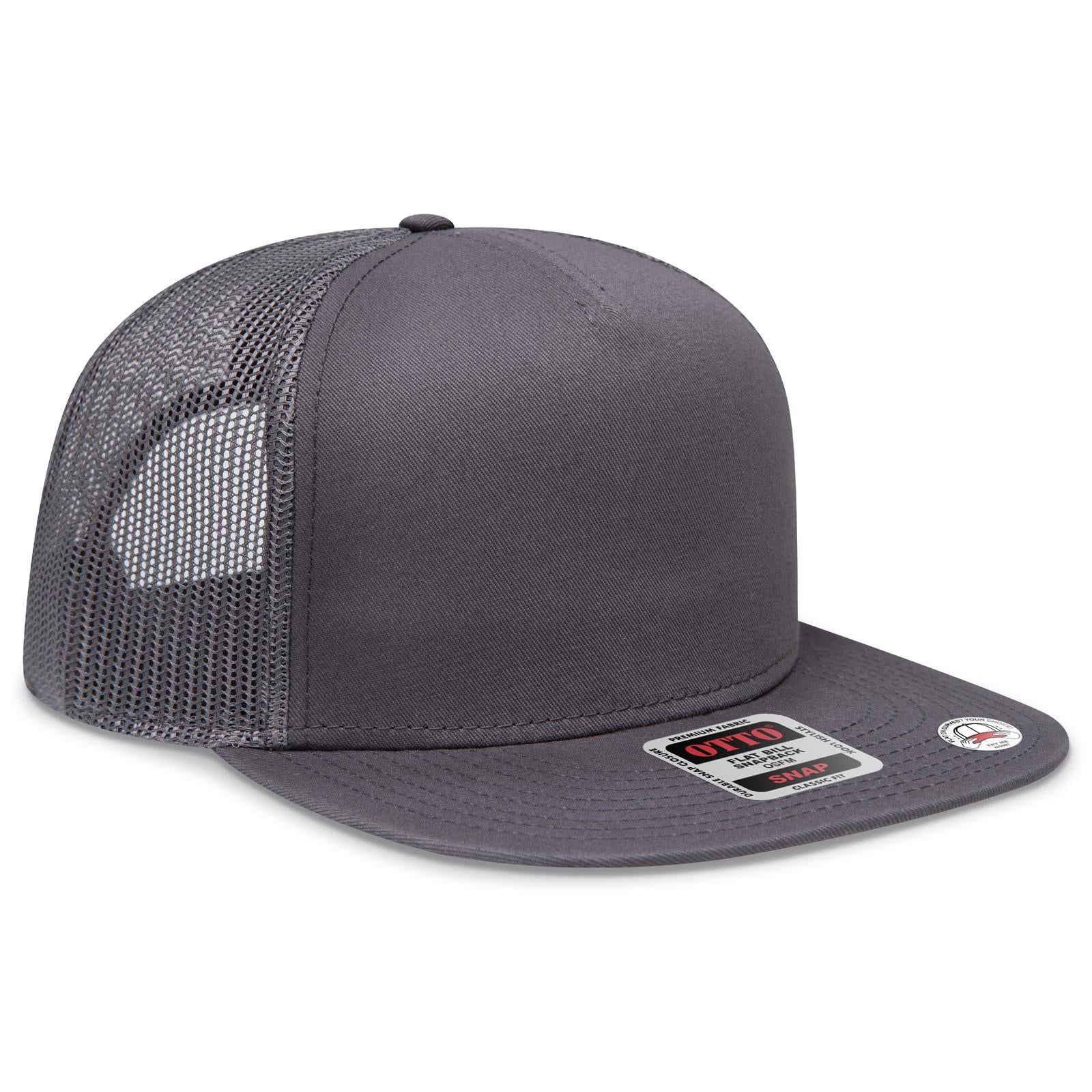 Custom Embroidered or DTF Printed - OTTO CAP® OTTO SNAP 5 Panel Pro Style Mesh Back Trucker Snapback Hat