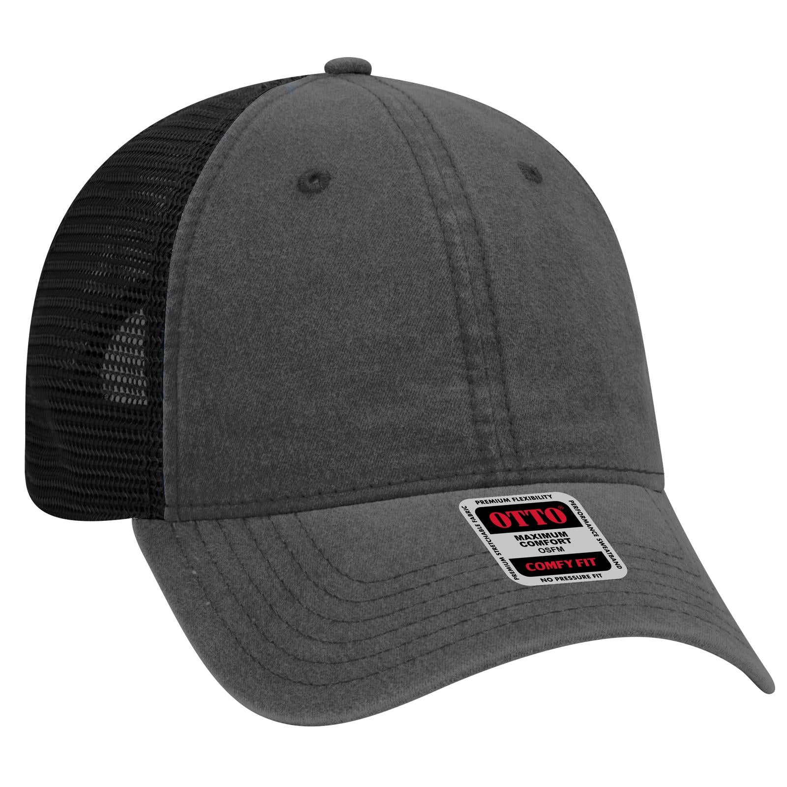 Custom Embroidered or DTF Printed - OTTO CAP® OTTO COMFY FIT® 6 Panel Low Profile Mesh Back Trucker Hat