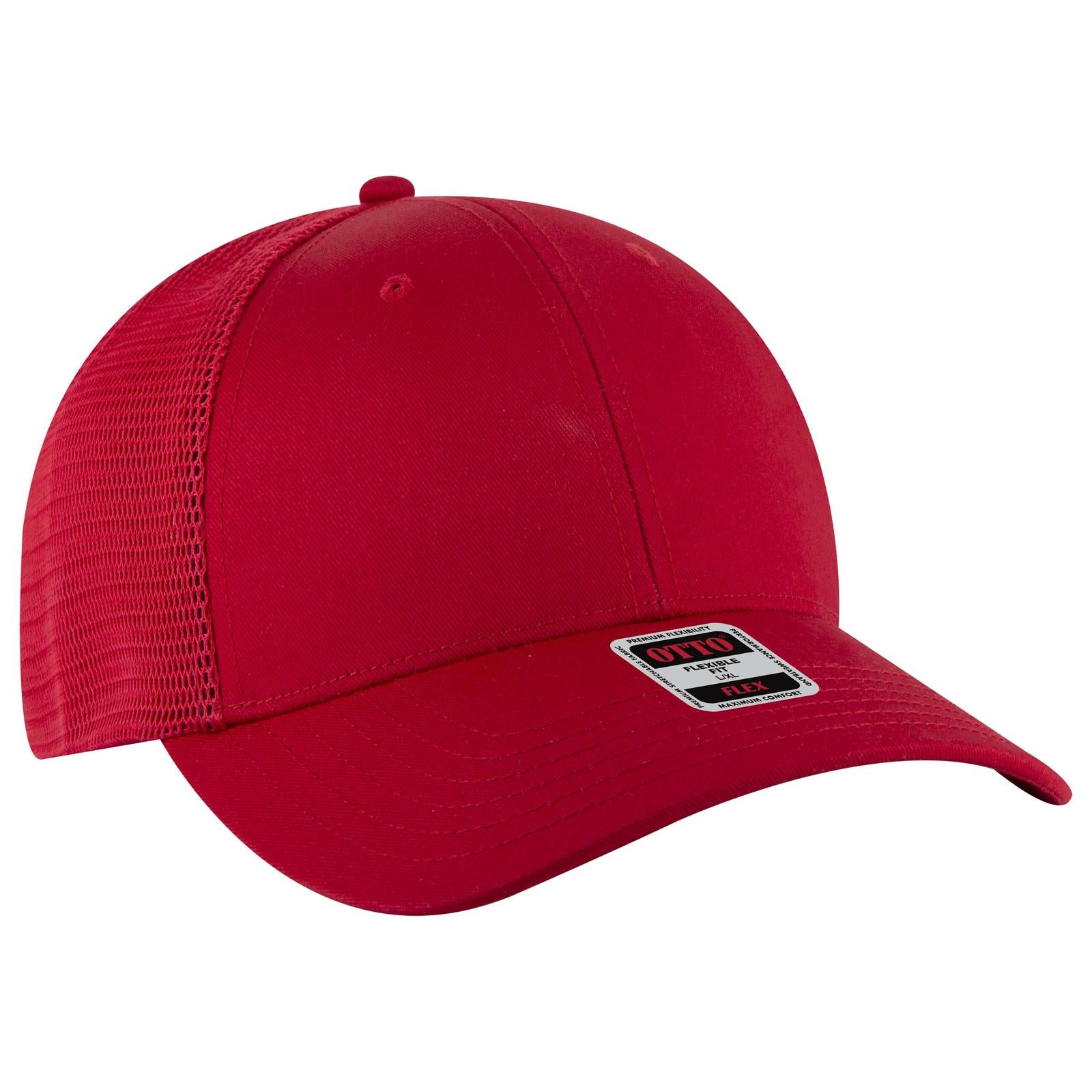 Custom Embroidered or DTF Printed - OTTO CAP® OTTO FLEX® Fitted 6 Panel Low Profile Mesh Back Trucker Hat
