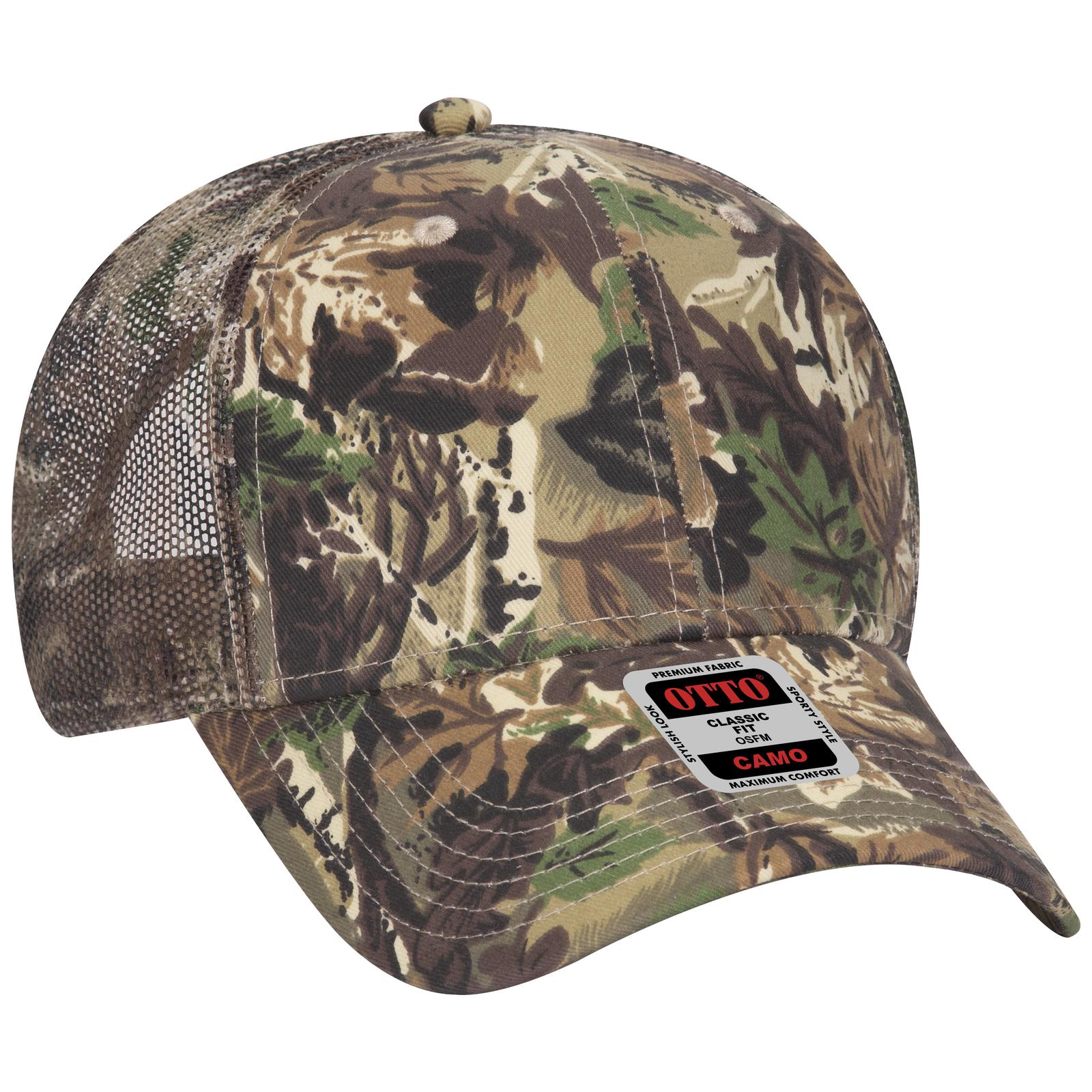 Custom Embroidered or DTF Printed - OTTO CAP® Camouflage 6 Panel Low Profile Mesh Back Trucker Hat