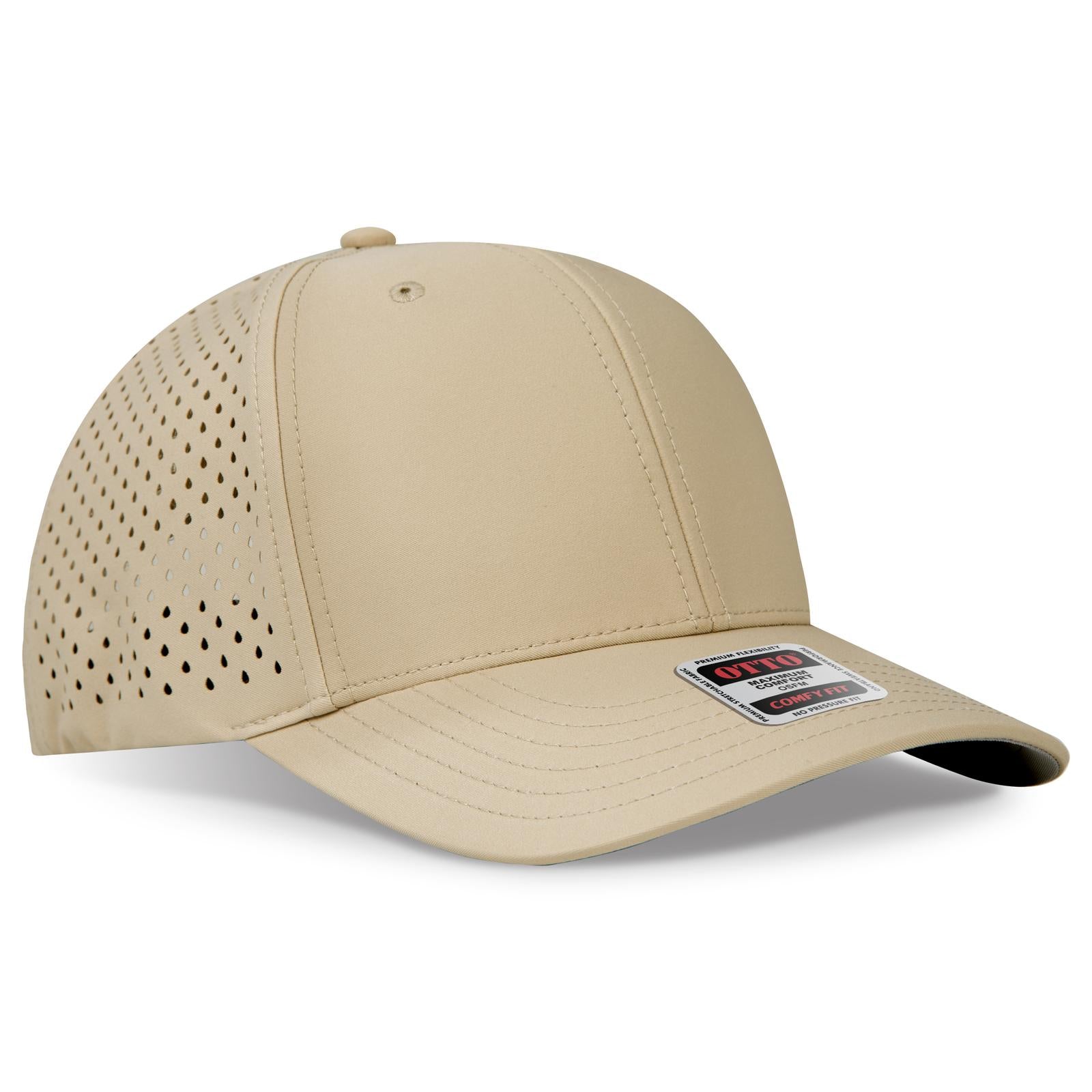 Custom Embroidered or DTF Printed - OTTO CAP® OTTO COMFY FIT® 6 Panel Mid Profile Perforated Baseball Cap