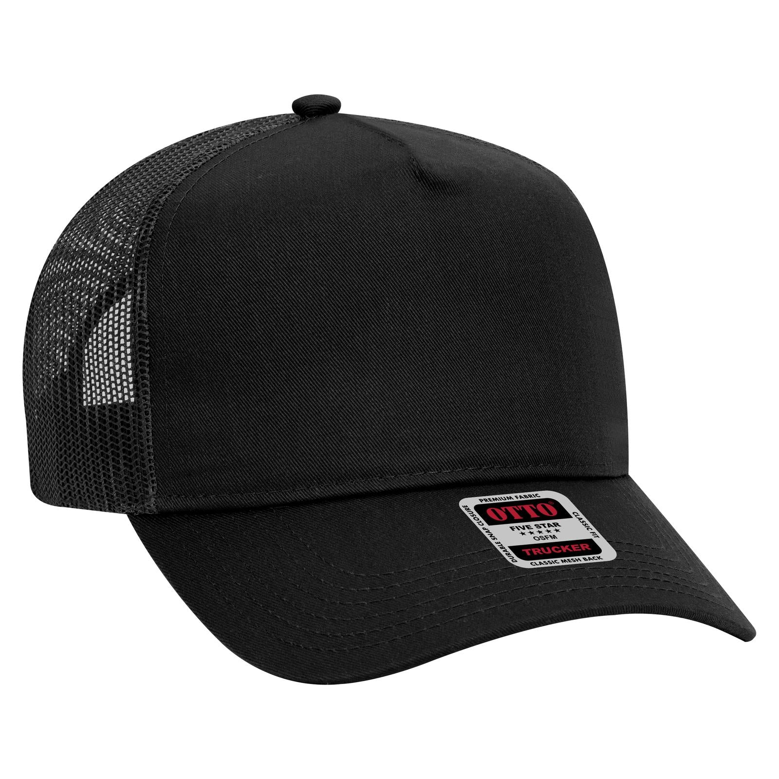 Custom Embroidered - OTTO CAP 5 Panel Mid Profile Mesh Back Trucker Hat