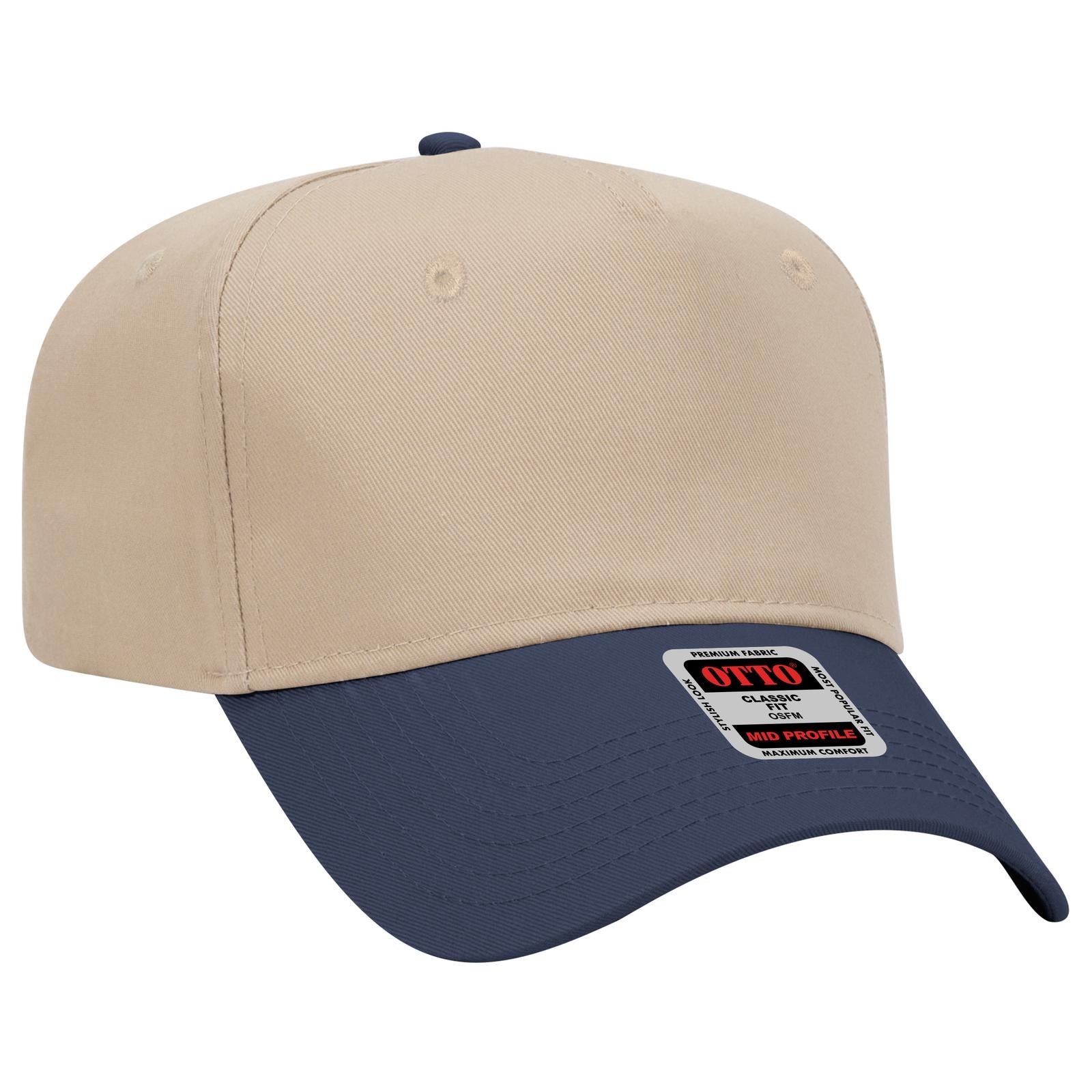 Custom Embroidered - OTTO CAP 5 Panel Mid Profile Baseball Cap