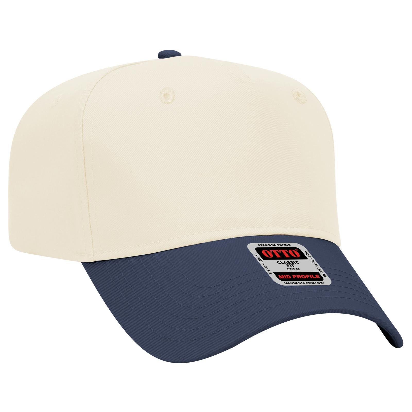 Custom Embroidered - OTTO CAP 5 Panel Mid Profile Baseball Cap