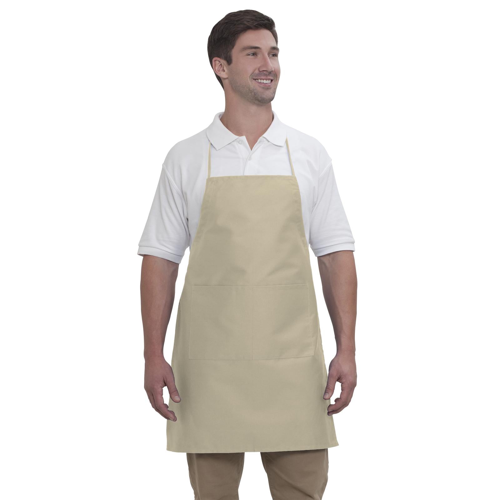 Custom Embroidered or DTF Printed - OTTO 2 Pocket Full Length Adjustable Bib Apron