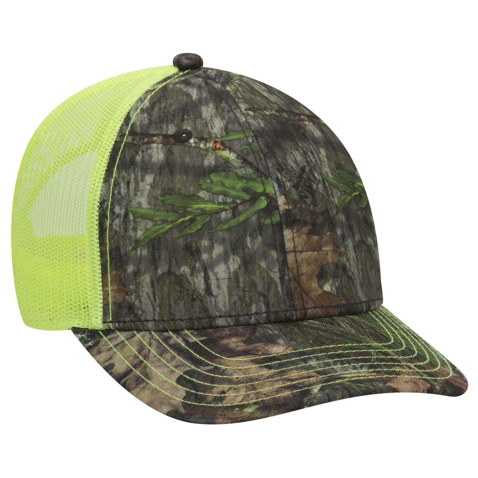 Custom Embroidered or DTF Printed - OTTO CAP® Mossy Oak Camouflage 6 Panel Low Profile Mesh Back Trucker Hat