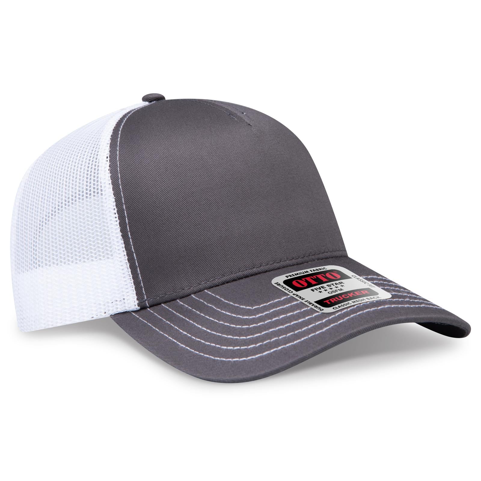Custom Embroidered or DTF Printed - OTTO CAP® 5 Panel Low Profile Mesh Back Trucker Hat