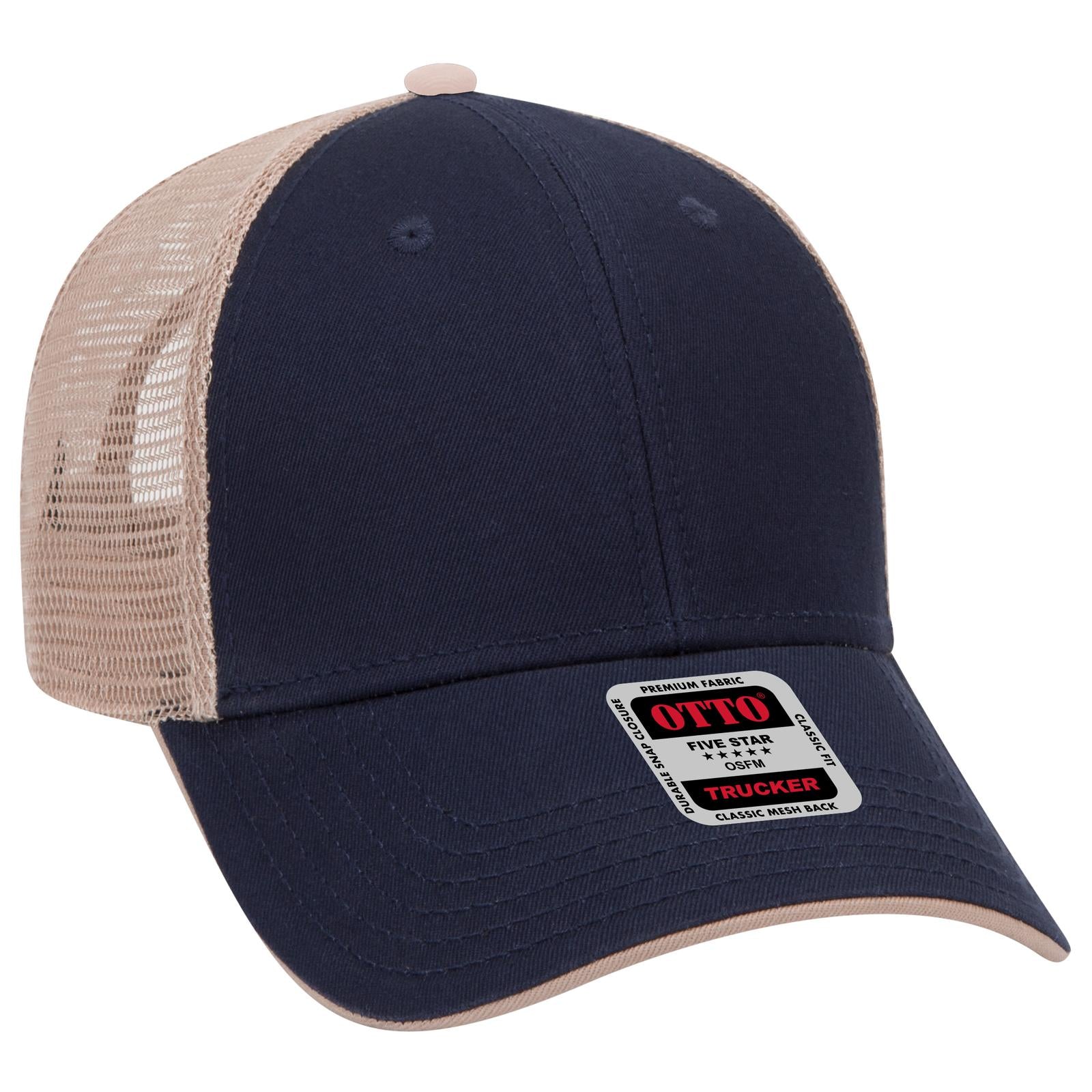 Custom Embroidered or DTF Printed - OTTO CAP® 6 Panel Low Profile Mesh Back Trucker Hat