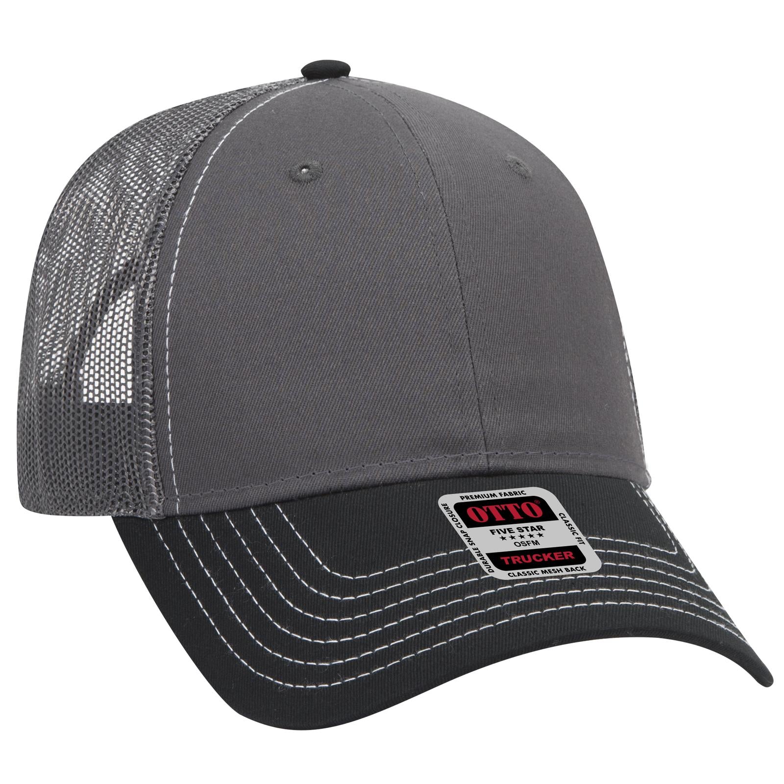 Custom Embroidered - OTTO CAP 6 Panel Low Profile Mesh Back Trucker Hat