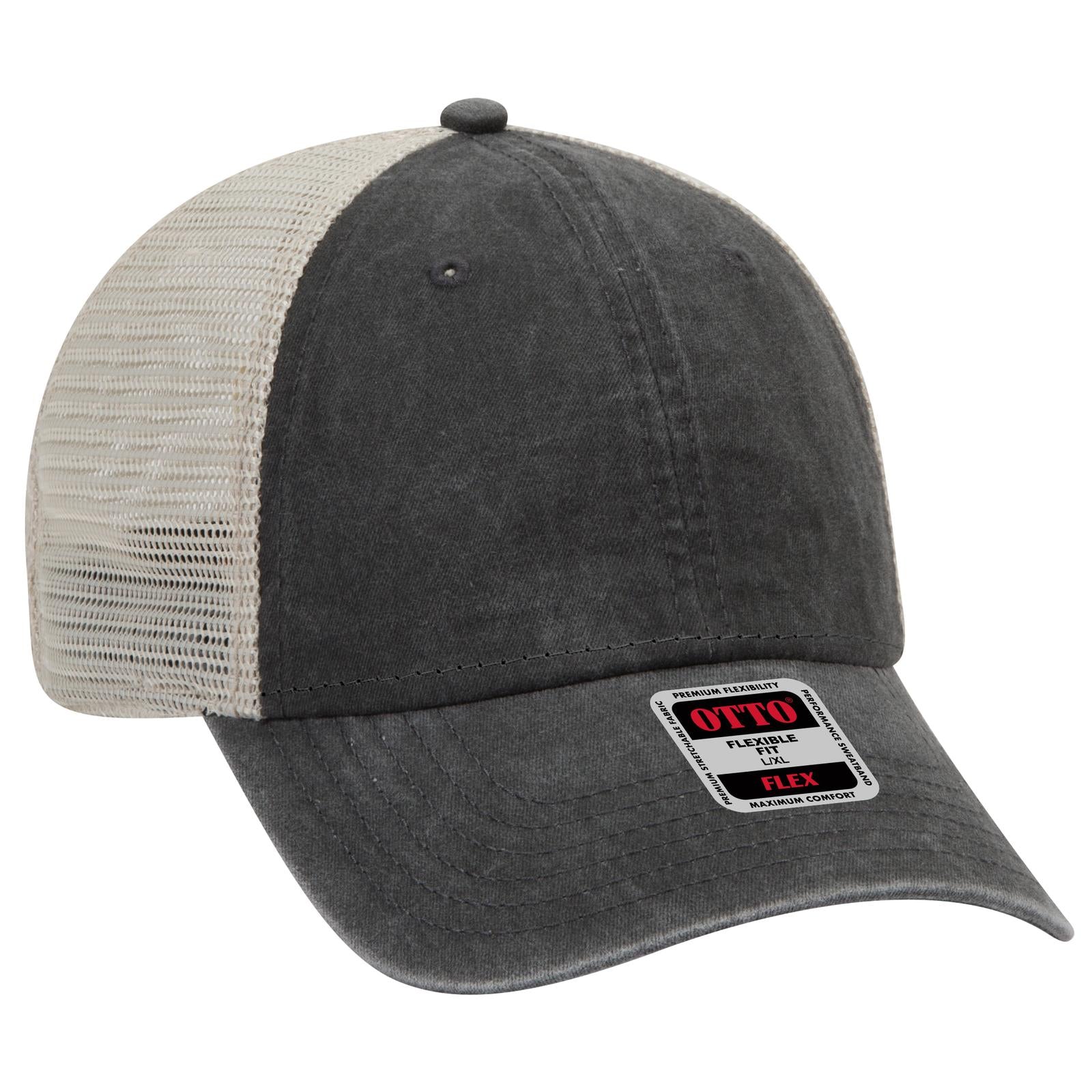 Custom Embroidered or DTF Printed - OTTO CAP® OTTO FLEX® Fitted 6 Panel Low Profile Mesh Back Trucker Hat