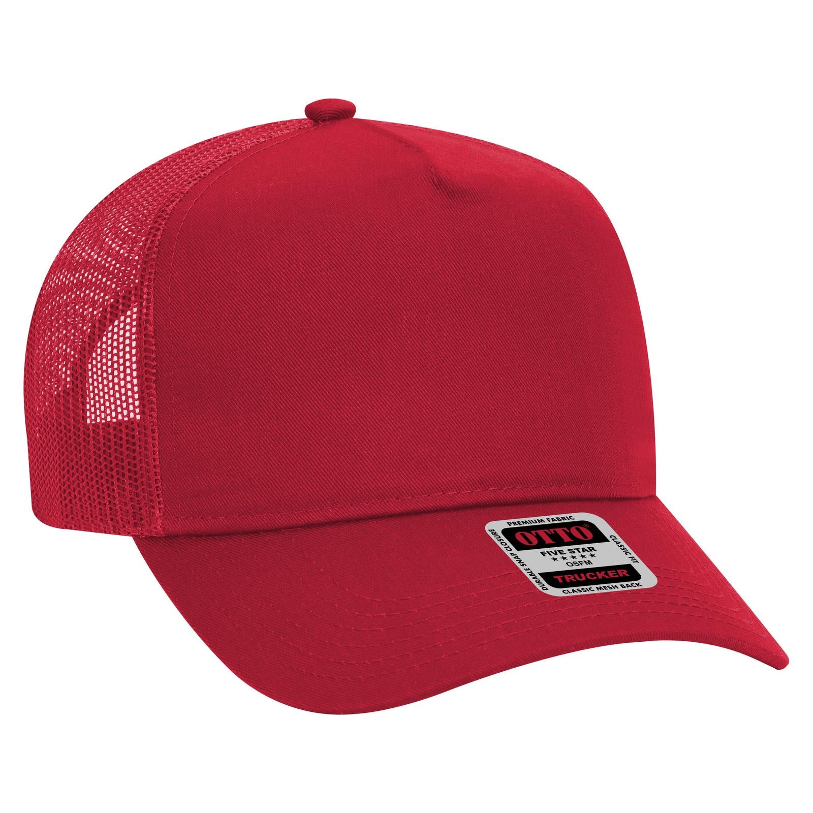 Custom Embroidered - OTTO CAP 5 Panel Mid Profile Mesh Back Trucker Hat