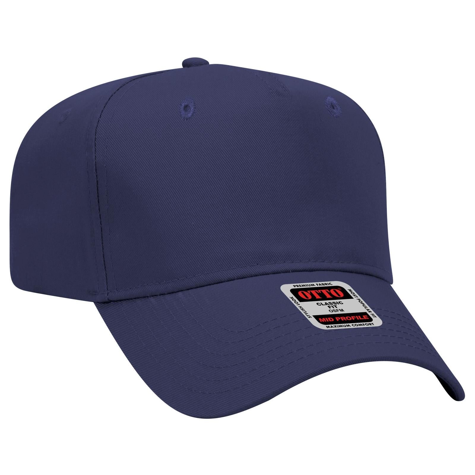 Custom Embroidered - OTTO CAP 5 Panel Mid Profile Baseball Cap