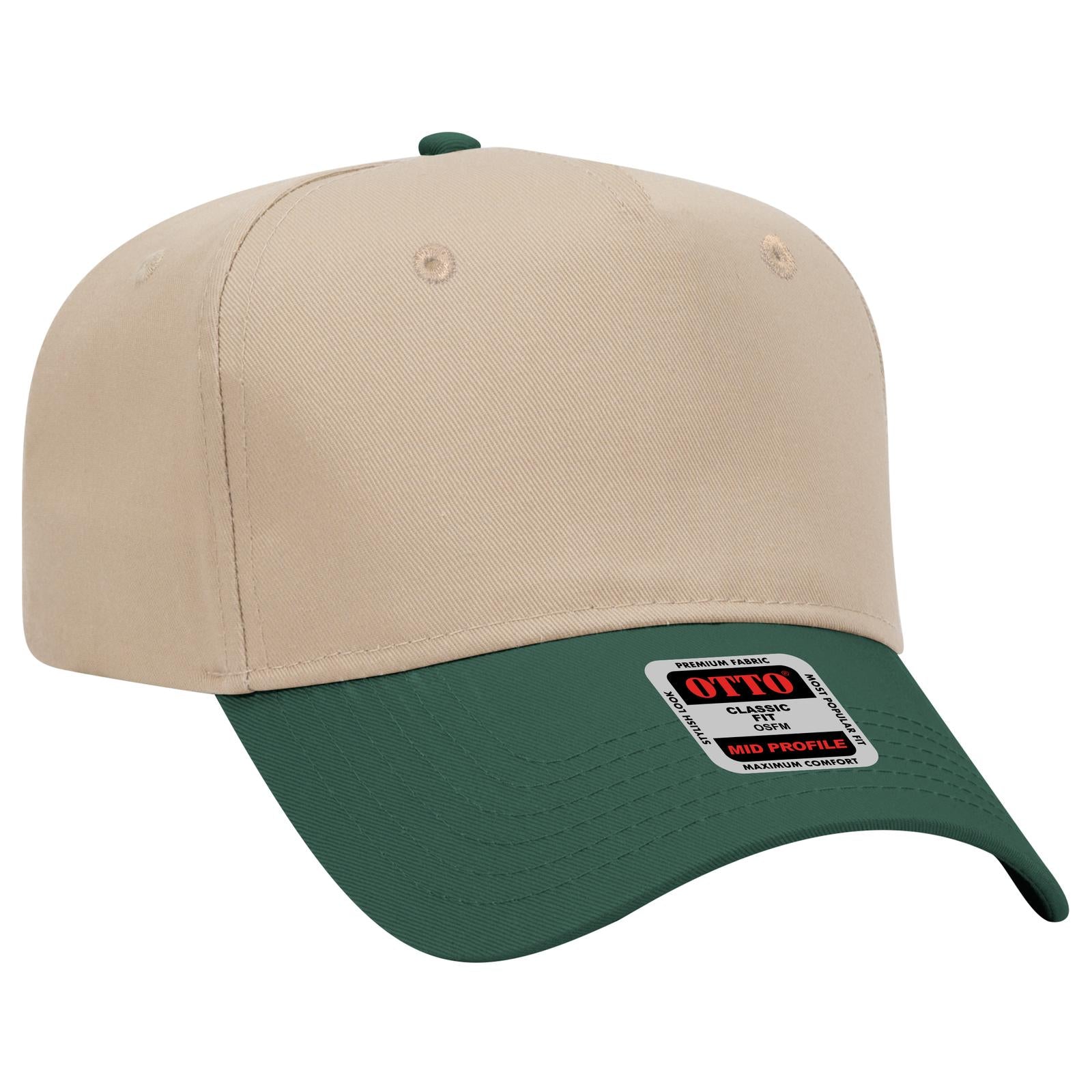 Custom Embroidered - OTTO CAP 5 Panel Mid Profile Baseball Cap