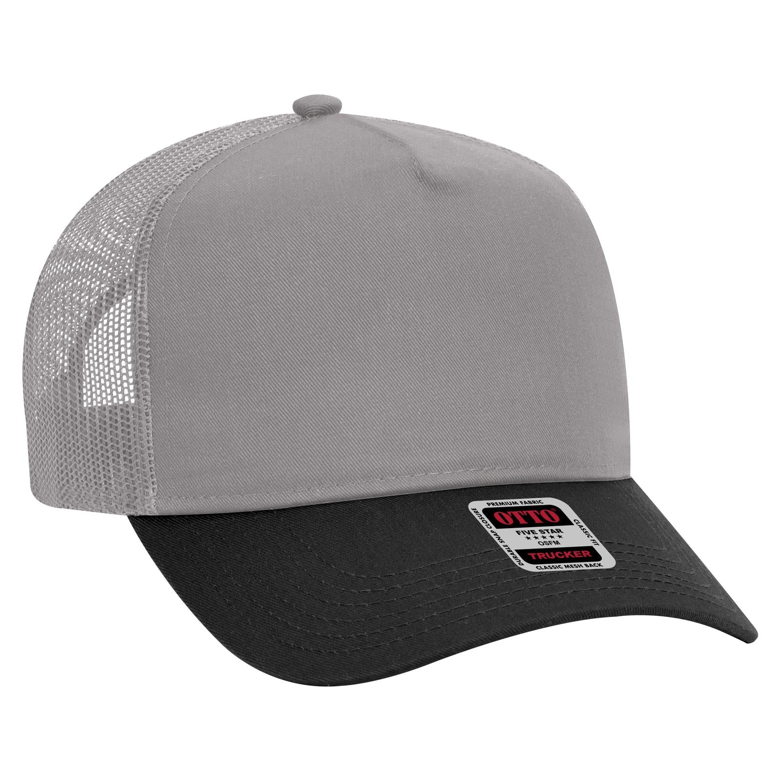 Custom Embroidered - OTTO CAP 5 Panel Mid Profile Mesh Back Trucker Hat