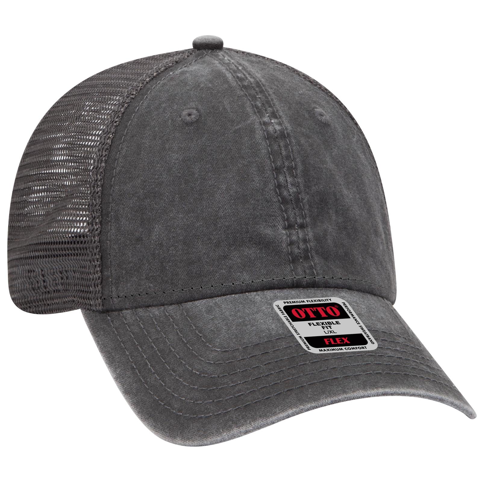 Custom Embroidered or DTF Printed - OTTO CAP® OTTO FLEX® Fitted 6 Panel Low Profile Mesh Back Trucker Hat