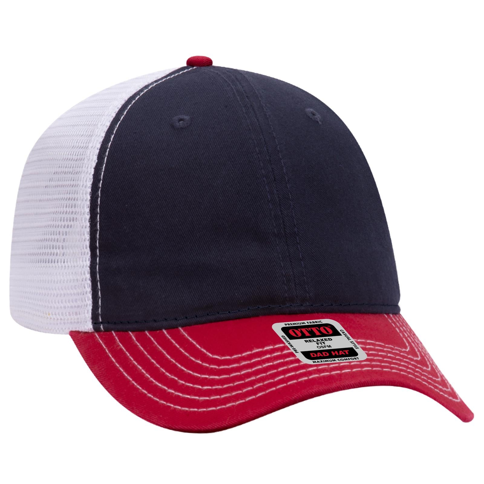 Custom Embroidered or DTF Printed - OTTO CAP® 6 Panel Low Profile Mesh Back Trucker Dad Hat