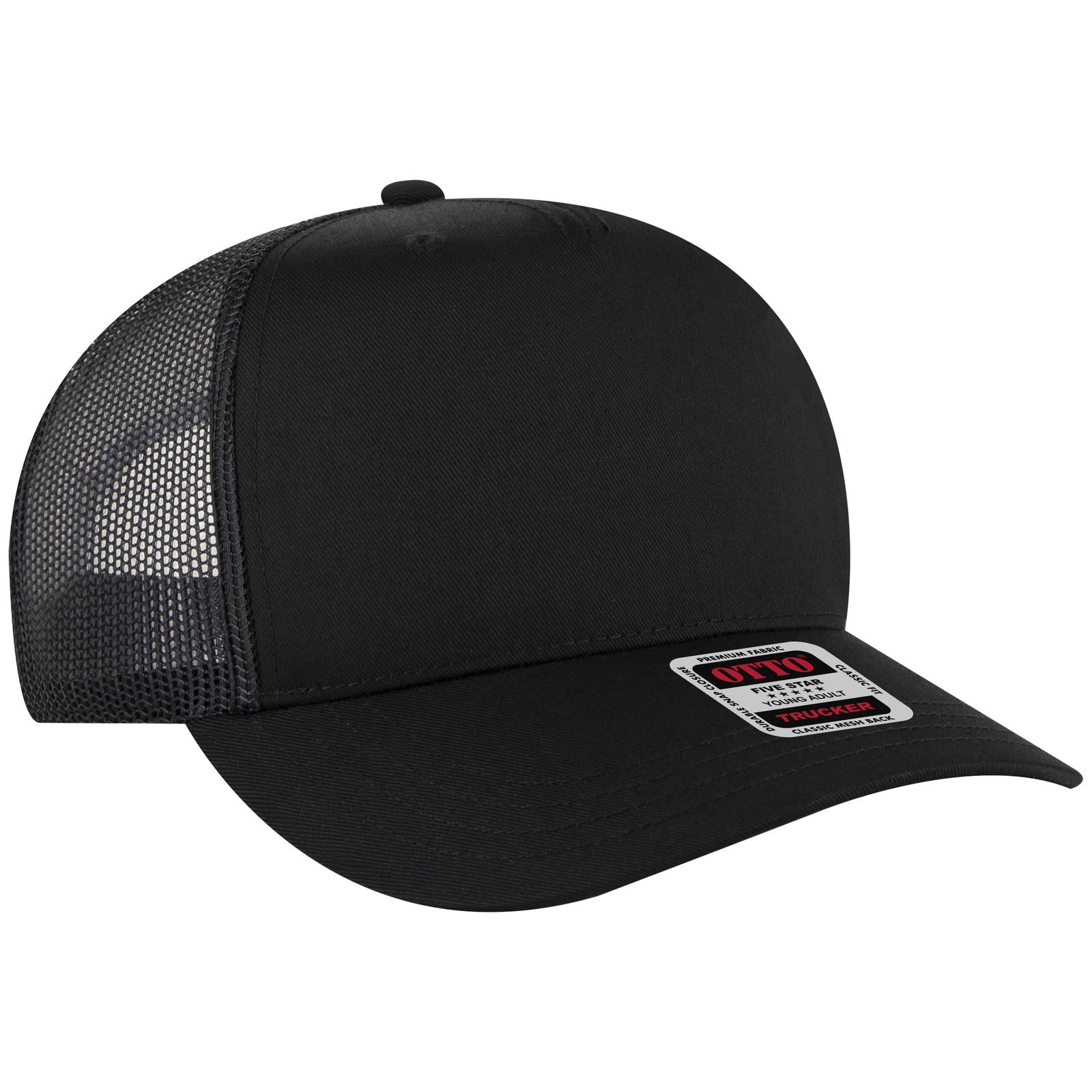 Custom Embroidered - OTTO CAP 5 Panel Mid Profile Mesh Back Trucker Hat