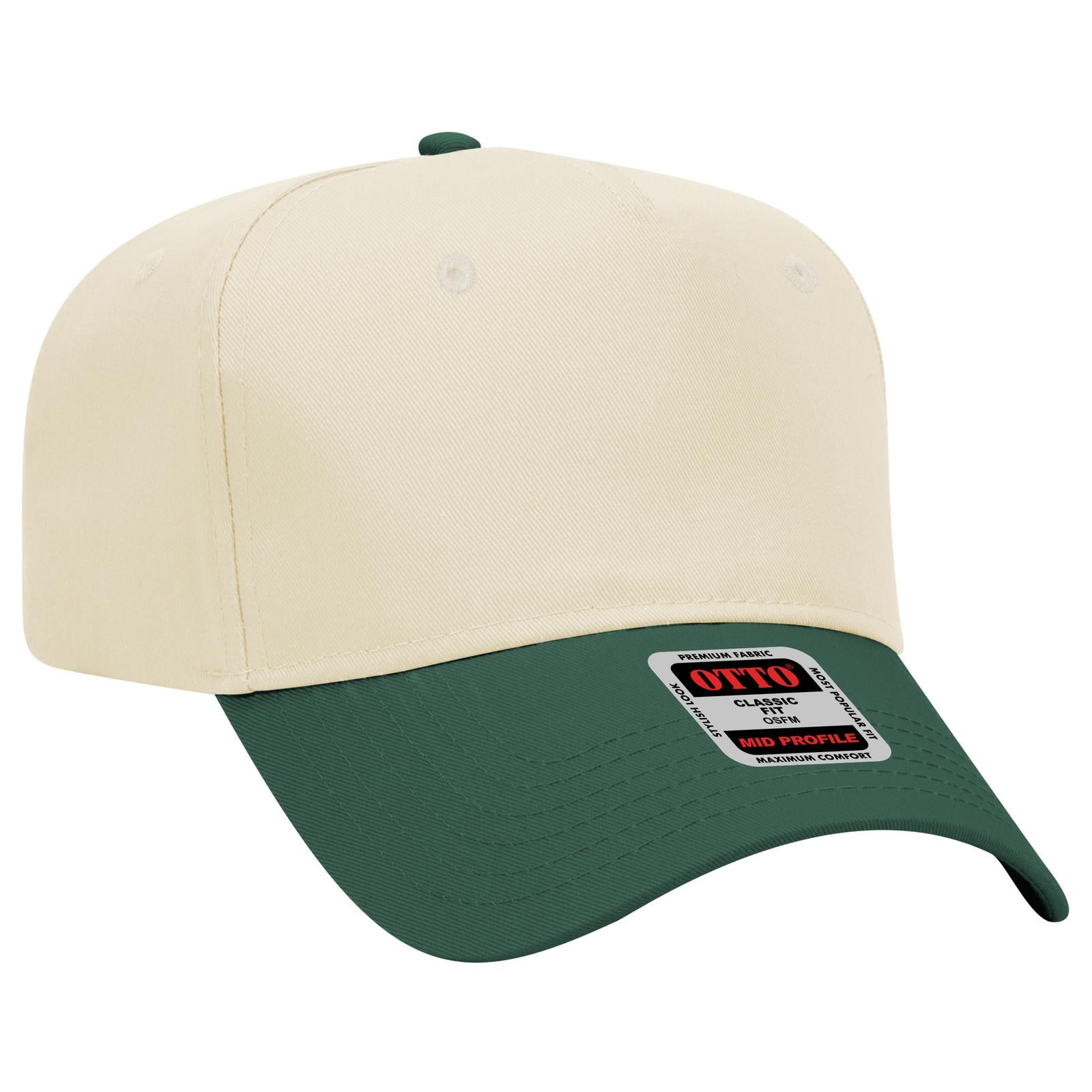 Custom Embroidered - OTTO CAP 5 Panel Mid Profile Baseball Cap
