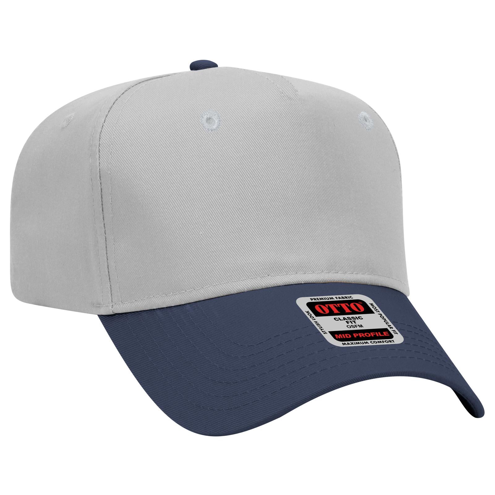 Custom Embroidered - OTTO CAP 5 Panel Mid Profile Baseball Cap