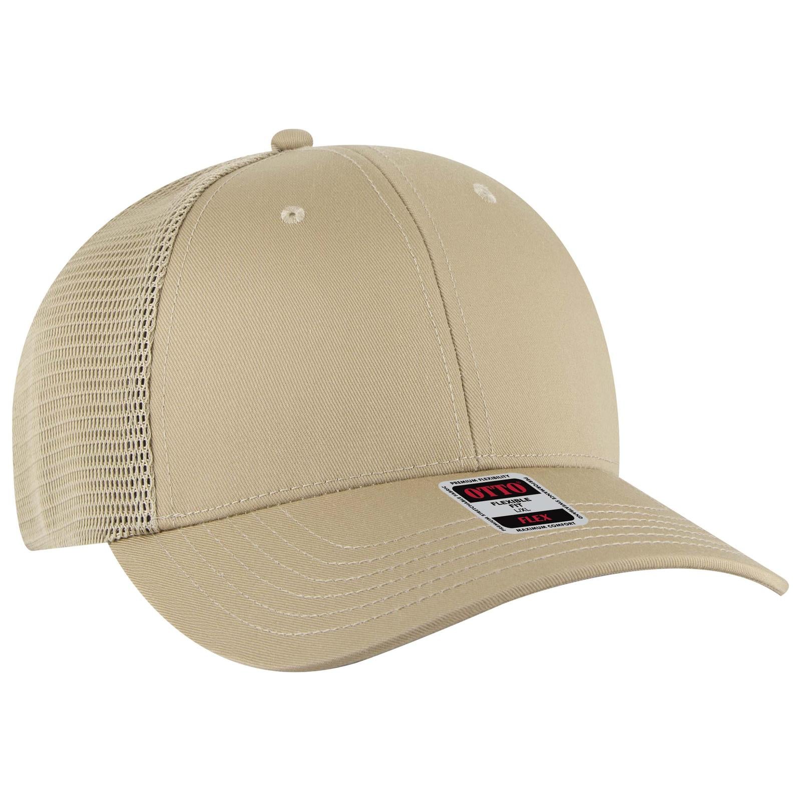 Custom Embroidered or DTF Printed - OTTO CAP® OTTO FLEX® Fitted 6 Panel Low Profile Mesh Back Trucker Hat