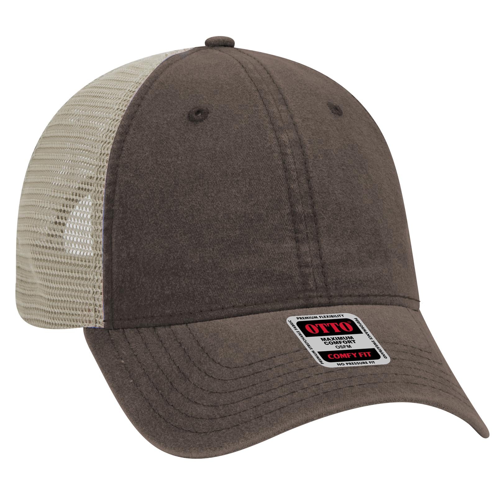 Custom Embroidered or DTF Printed - OTTO CAP® OTTO COMFY FIT® 6 Panel Low Profile Mesh Back Trucker Hat