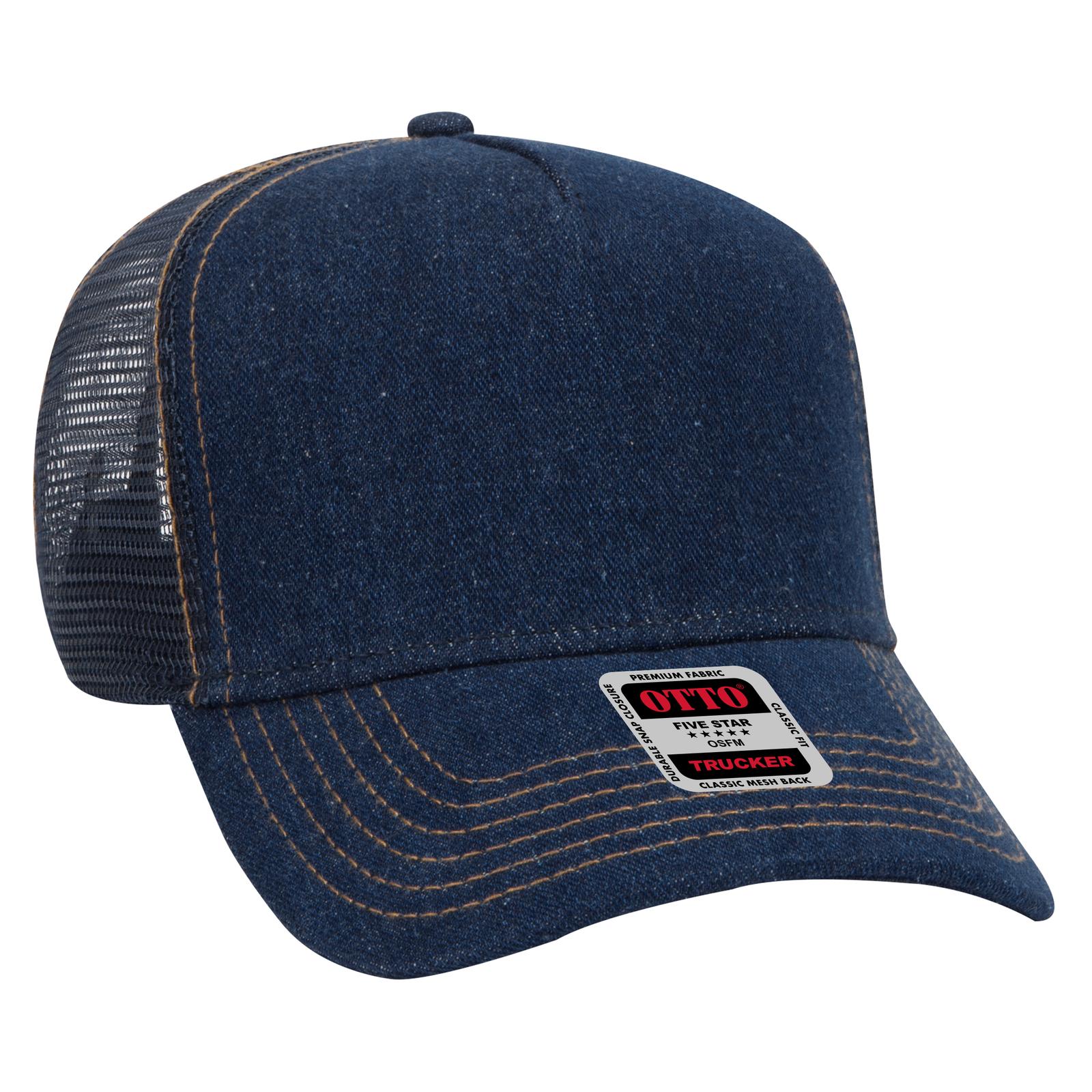 Custom Embroidered - OTTO CAP 5 Panel Mid Profile Mesh Back Trucker Hat