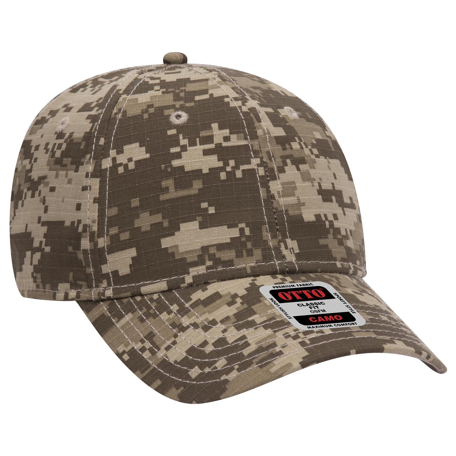 Custom Embroidered or DTF Printed - OTTO CAP® Camouflage 6 Panel Low Profile Baseball Cap