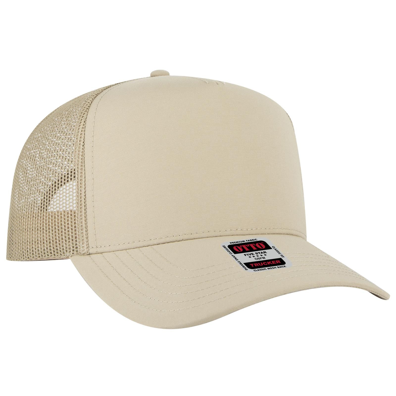Custom Embroidered - OTTO CAP 5 Panel Mid Profile Mesh Back Trucker Hat