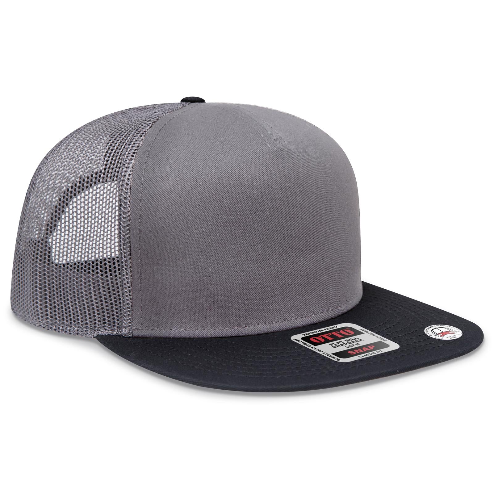 Custom Embroidered or DTF Printed - OTTO CAP® OTTO SNAP 5 Panel Pro Style Mesh Back Trucker Snapback Hat
