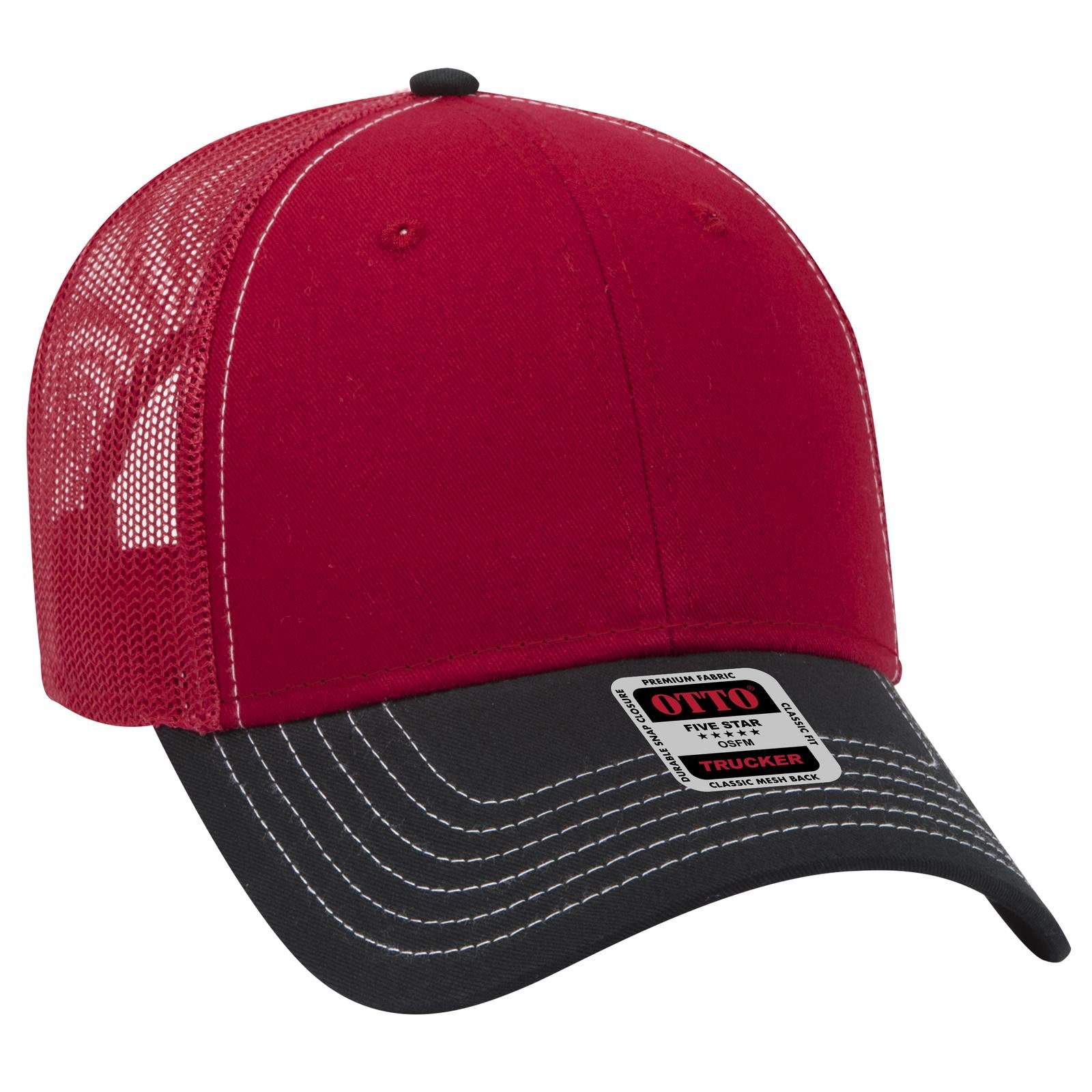 Custom Embroidered - OTTO CAP 6 Panel Low Profile Mesh Back Trucker Hat