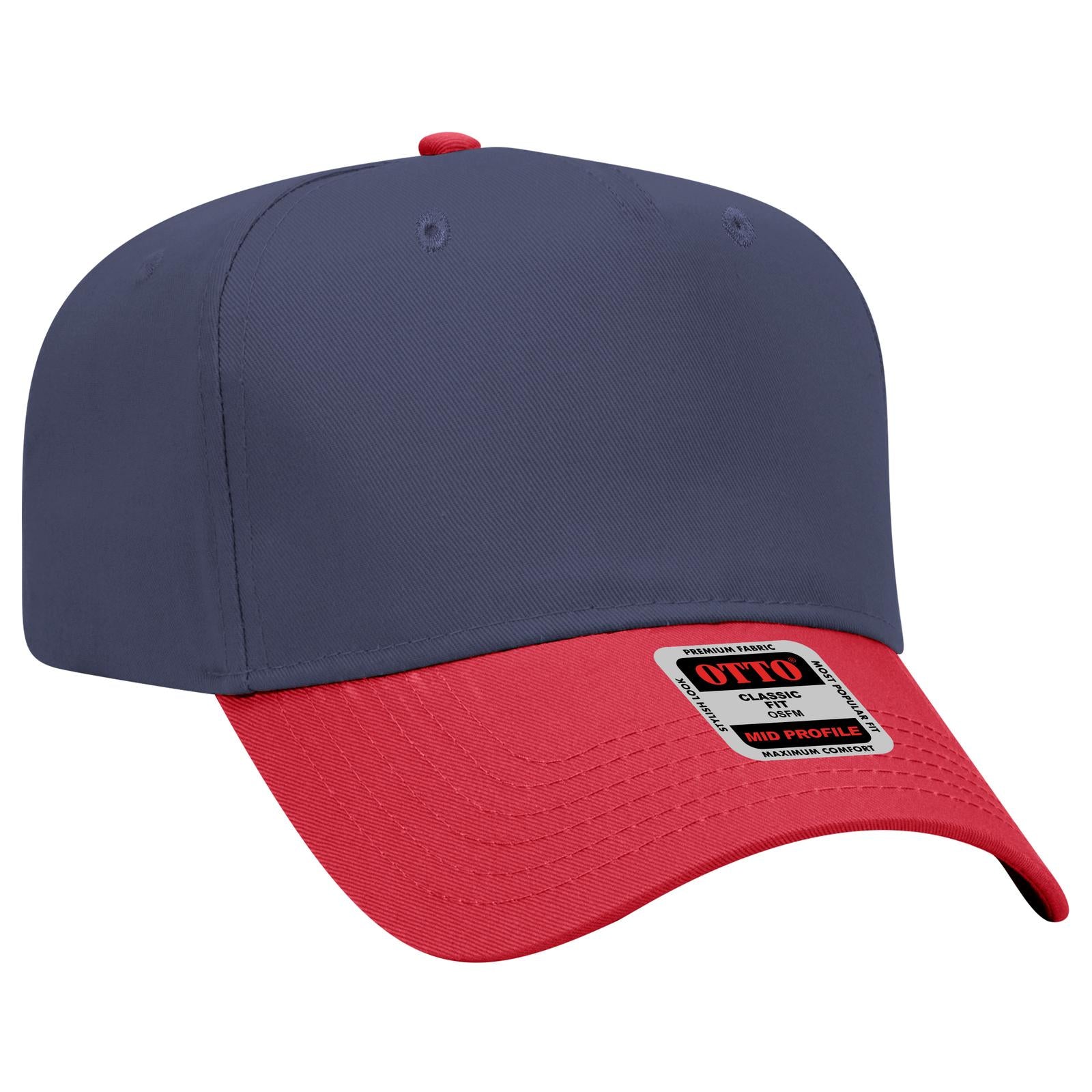 Custom Embroidered - OTTO CAP 5 Panel Mid Profile Baseball Cap
