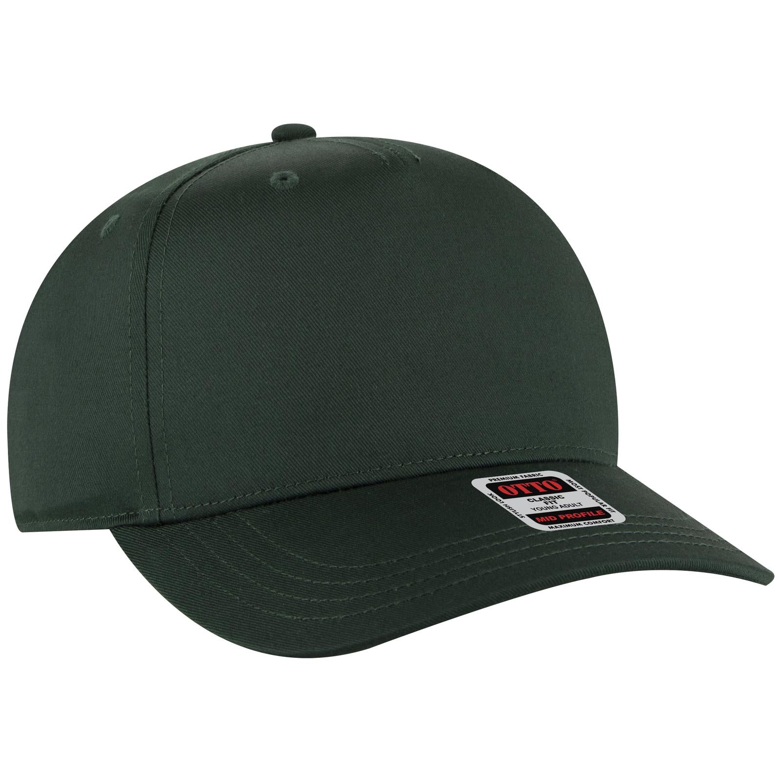 Custom Embroidered - OTTO CAP 5 Panel Mid Profile Baseball Cap