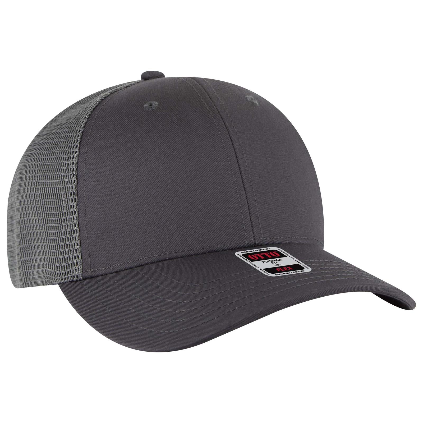 Custom Embroidered or DTF Printed - OTTO CAP® OTTO FLEX® Fitted 6 Panel Low Profile Mesh Back Trucker Hat