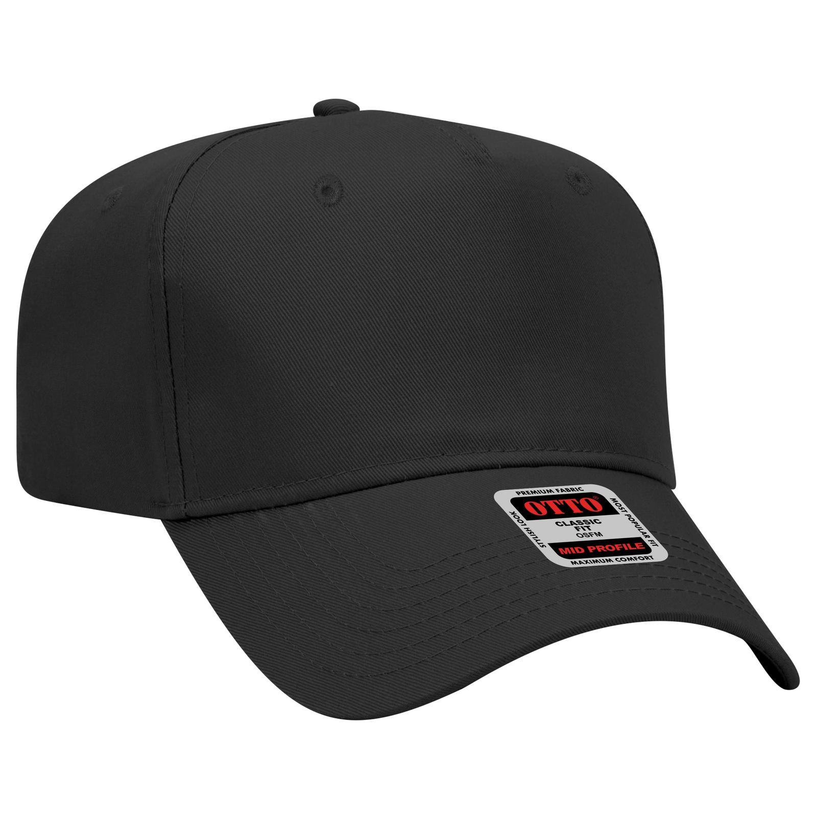 Custom Embroidered - OTTO CAP 5 Panel Mid Profile Baseball Cap