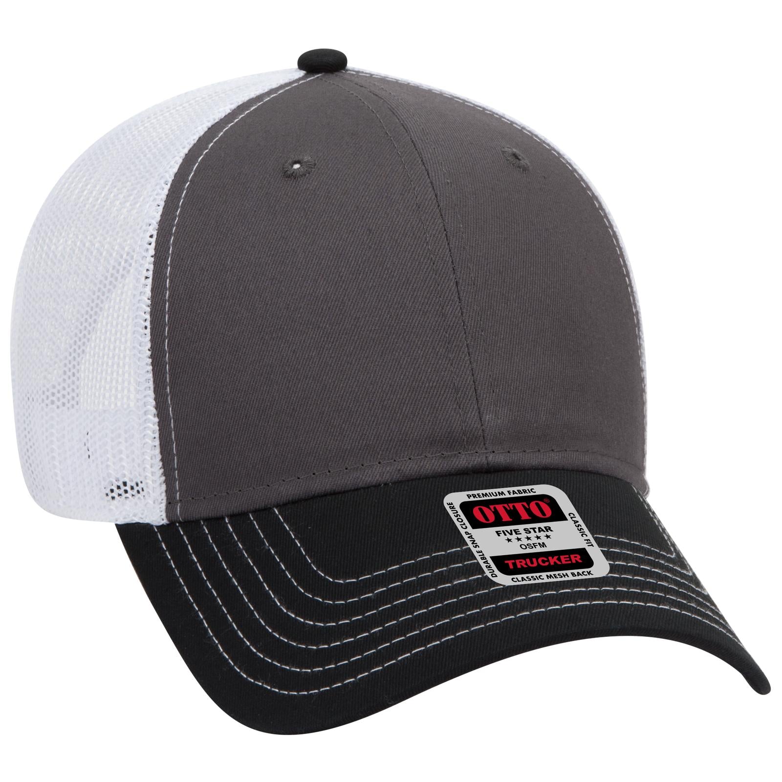 Custom Embroidered - OTTO CAP 6 Panel Low Profile Mesh Back Trucker Hat