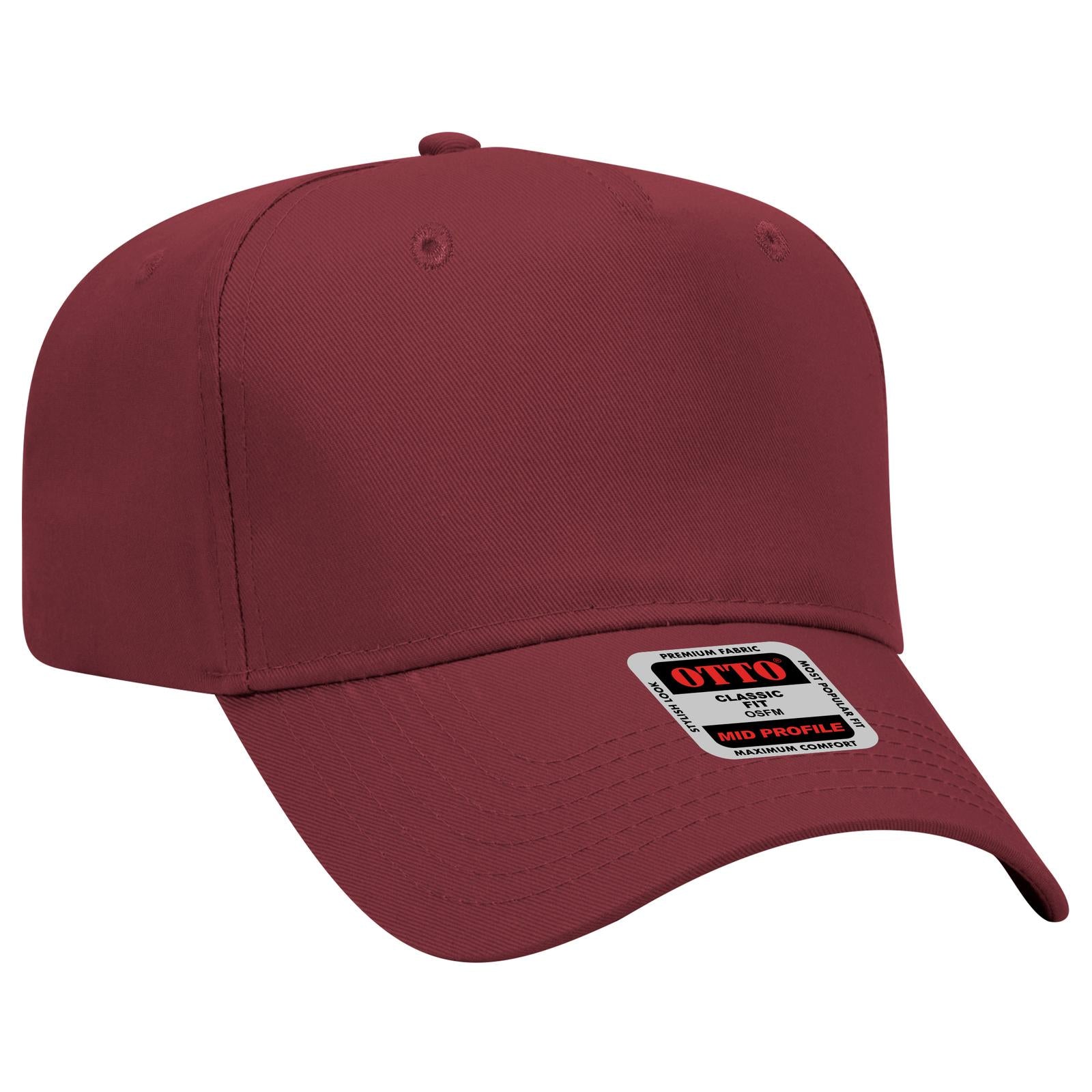 Custom Embroidered - OTTO CAP 5 Panel Mid Profile Baseball Cap