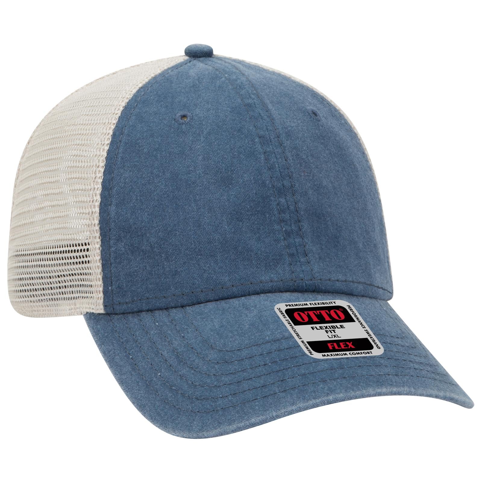 Custom Embroidered or DTF Printed - OTTO CAP® OTTO FLEX® Fitted 6 Panel Low Profile Mesh Back Trucker Hat
