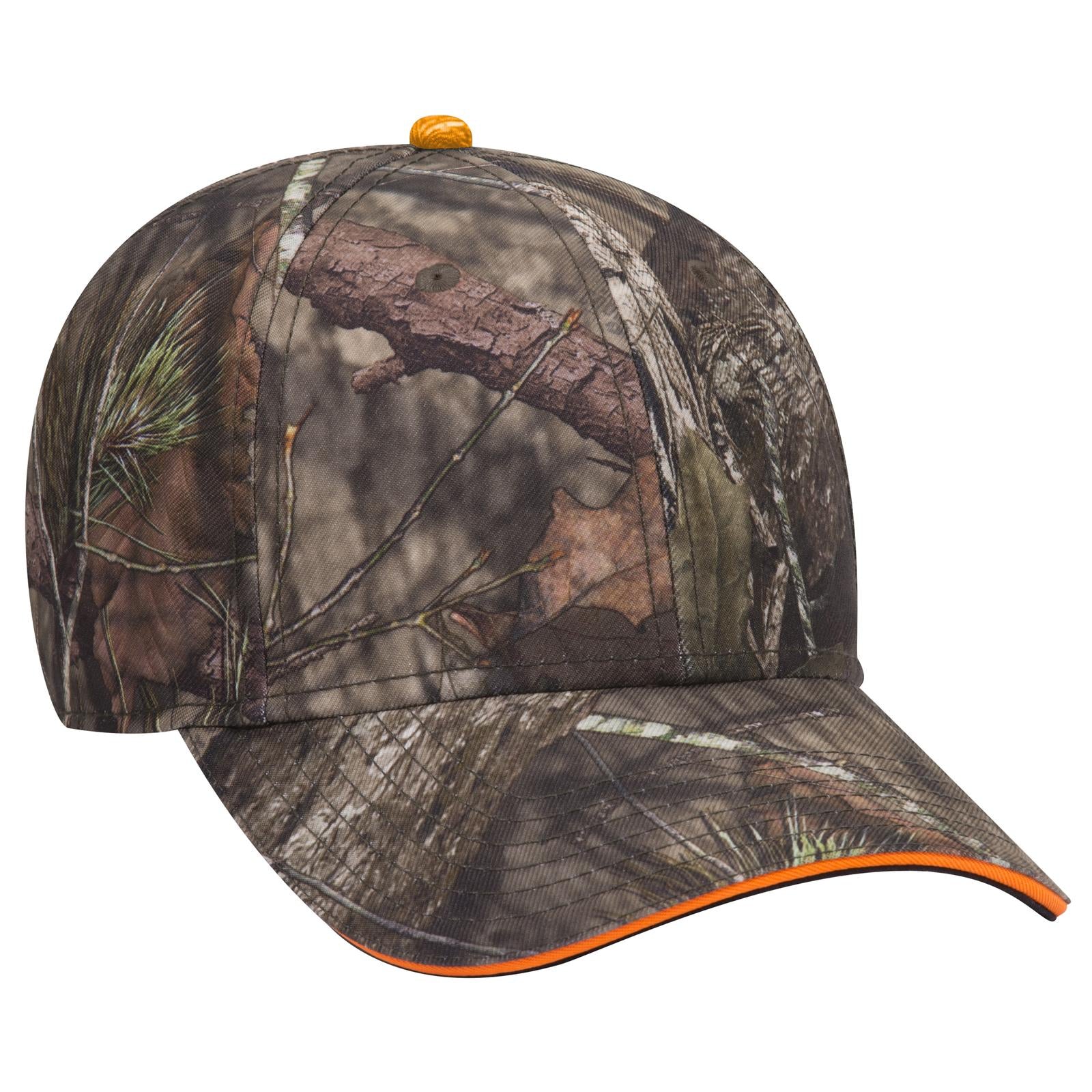 Custom Embroidered or DTF Printed - OTTO CAP® Mossy Oak Camouflage Sandwich Visor 6 Panel Low Profile Baseball Cap