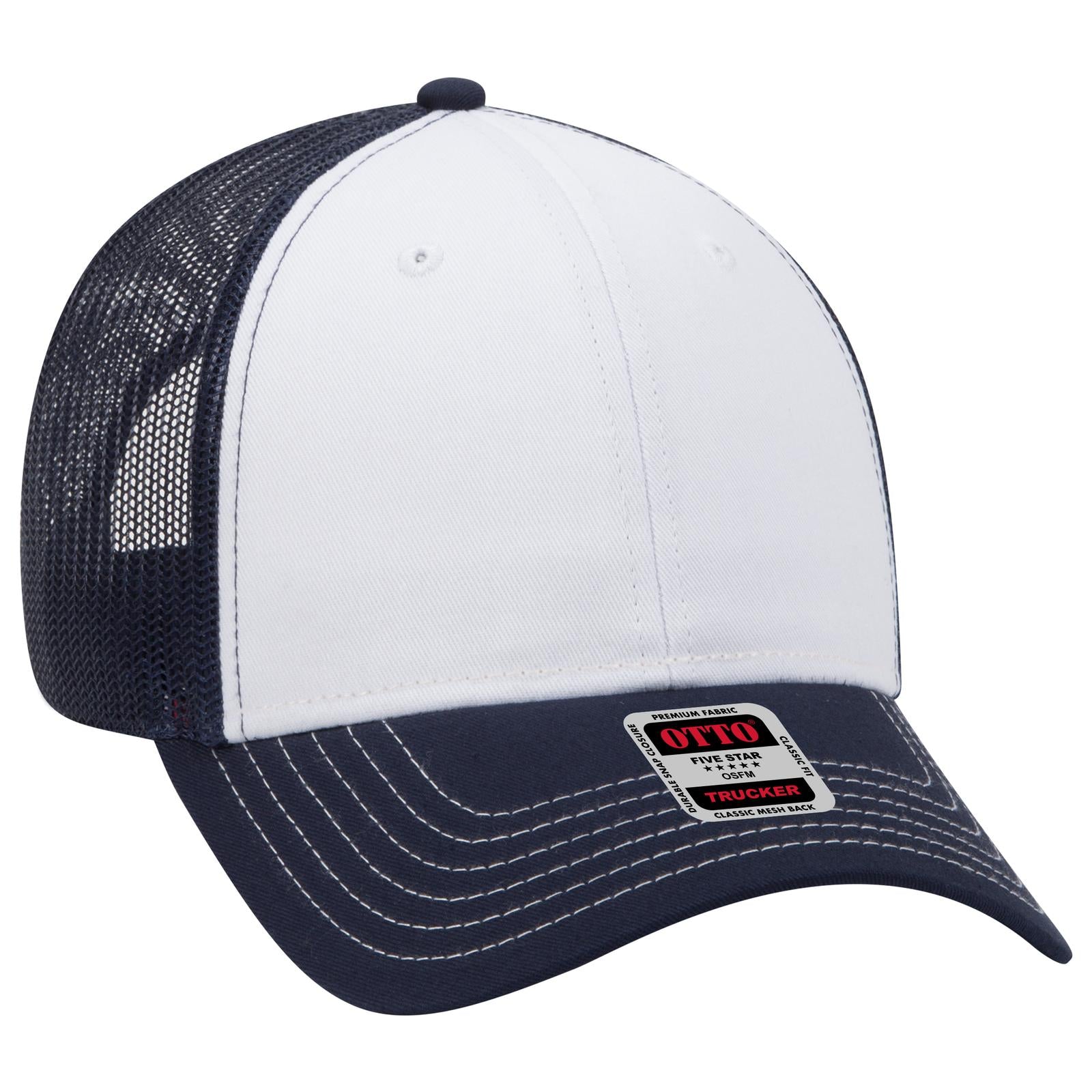 Custom Embroidered - OTTO CAP 6 Panel Low Profile Mesh Back Trucker Hat