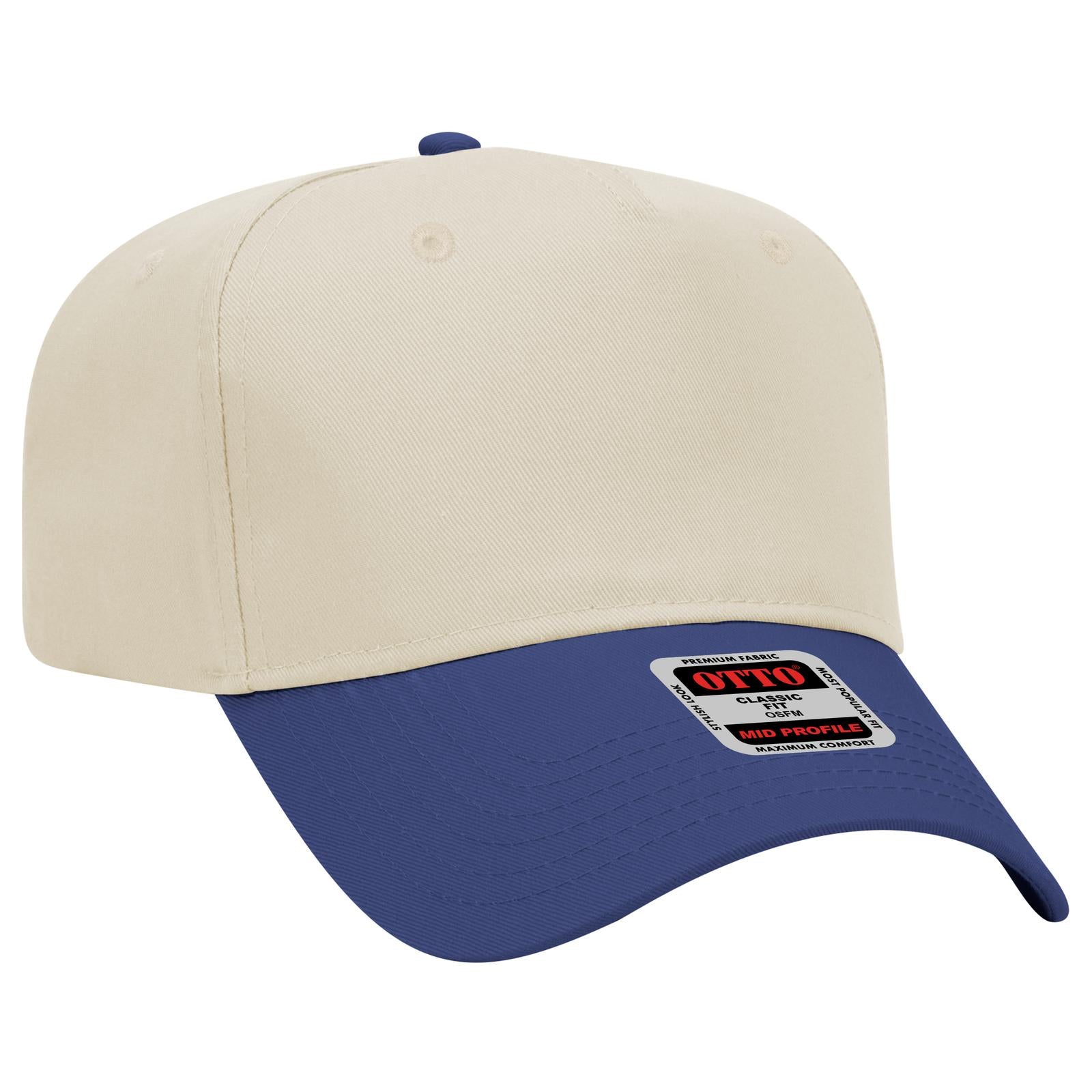 Custom Embroidered - OTTO CAP 5 Panel Mid Profile Baseball Cap