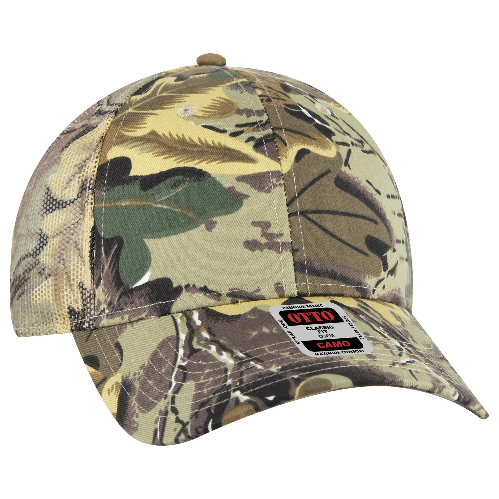 Custom Embroidered or DTF Printed - OTTO CAP® Camouflage 6 Panel Low Profile Mesh Back Trucker Hat