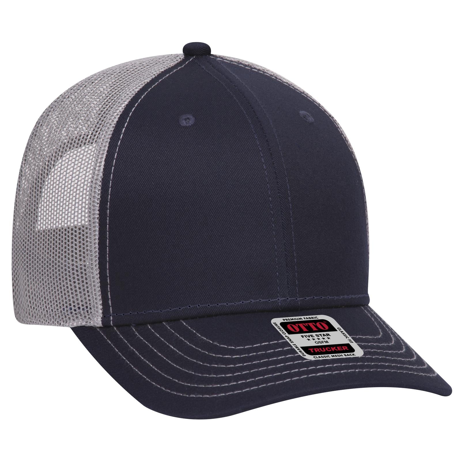 Custom Embroidered - OTTO CAP 6 Panel Low Profile Mesh Back Trucker Hat
