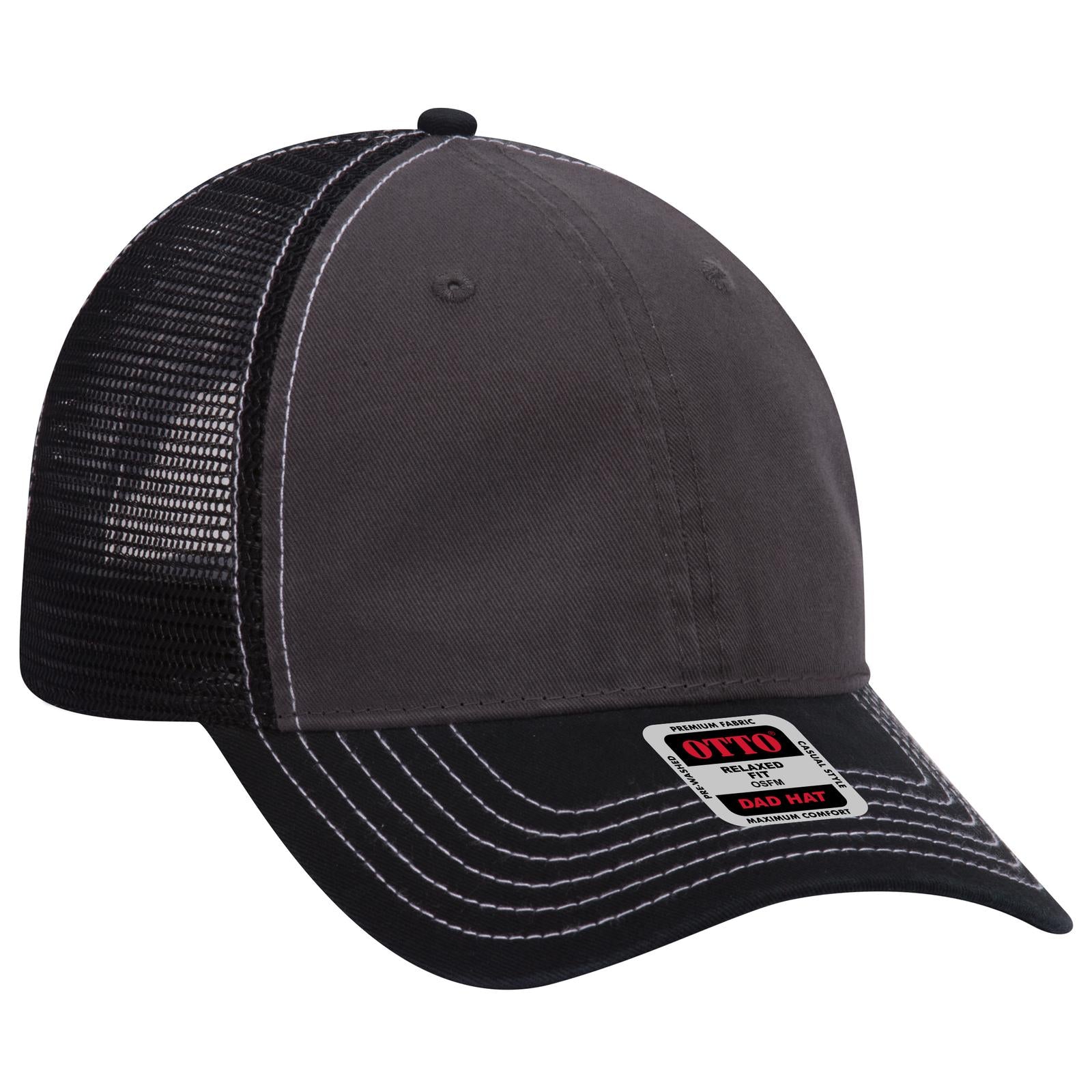 Custom Embroidered or DTF Printed - OTTO CAP® 6 Panel Low Profile Mesh Back Trucker Dad Hat