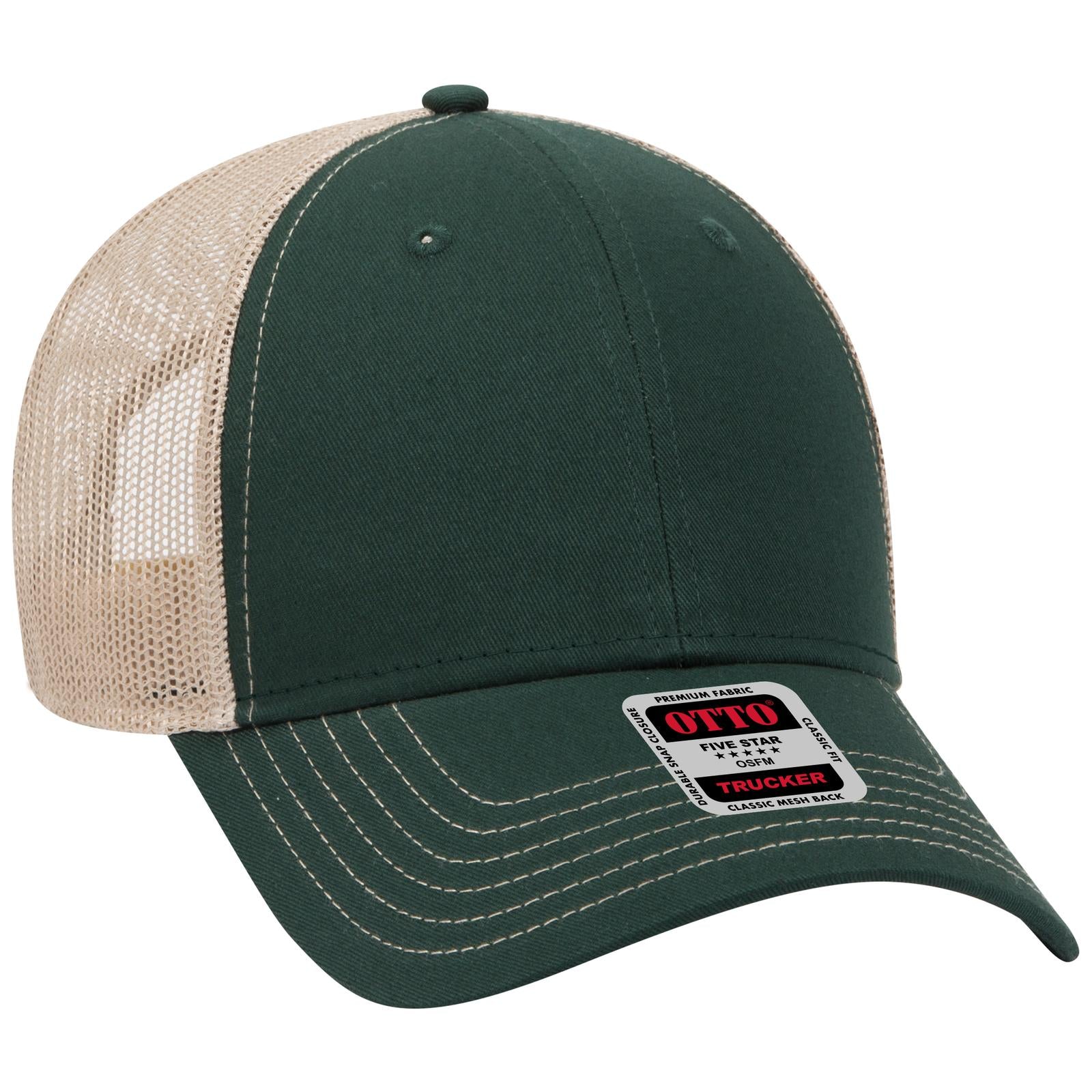 Custom Embroidered - OTTO CAP 6 Panel Low Profile Mesh Back Trucker Hat